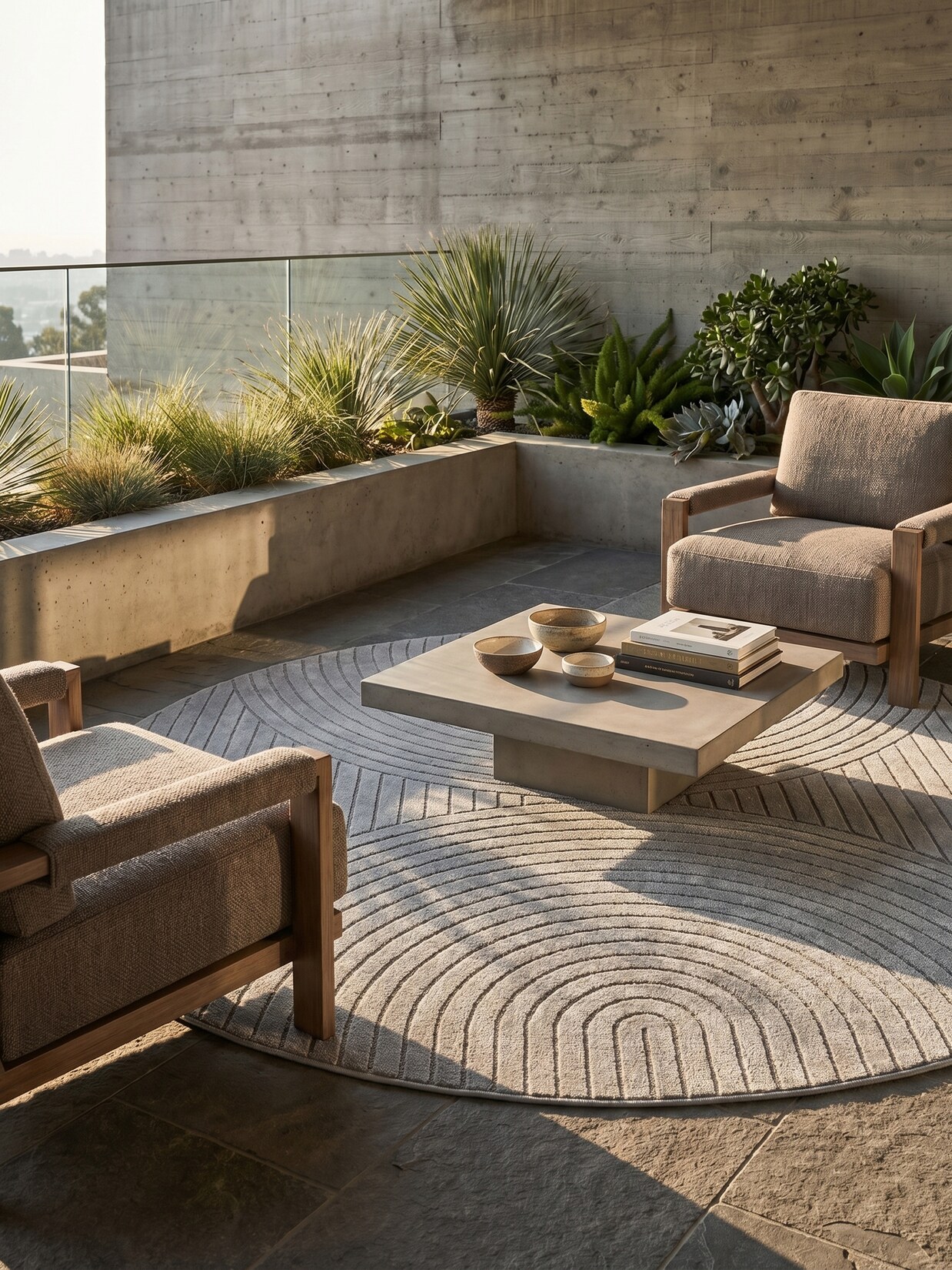 Teppich Outdoor ENGADIN in Silber, im Skandi-Stil mit 3D-Design, Ø 80 cm