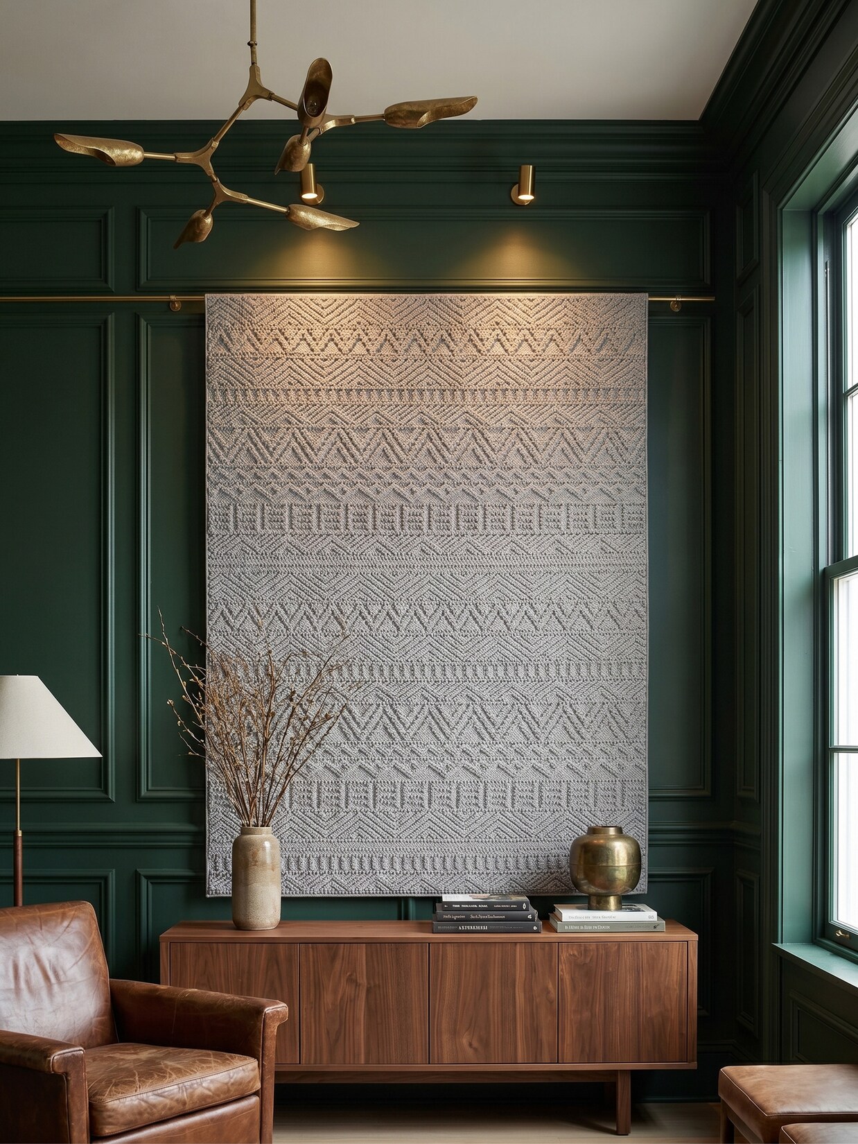 Flachgewebe-Teppich Ethno Silber 60x110 cm Ethno-Streifen