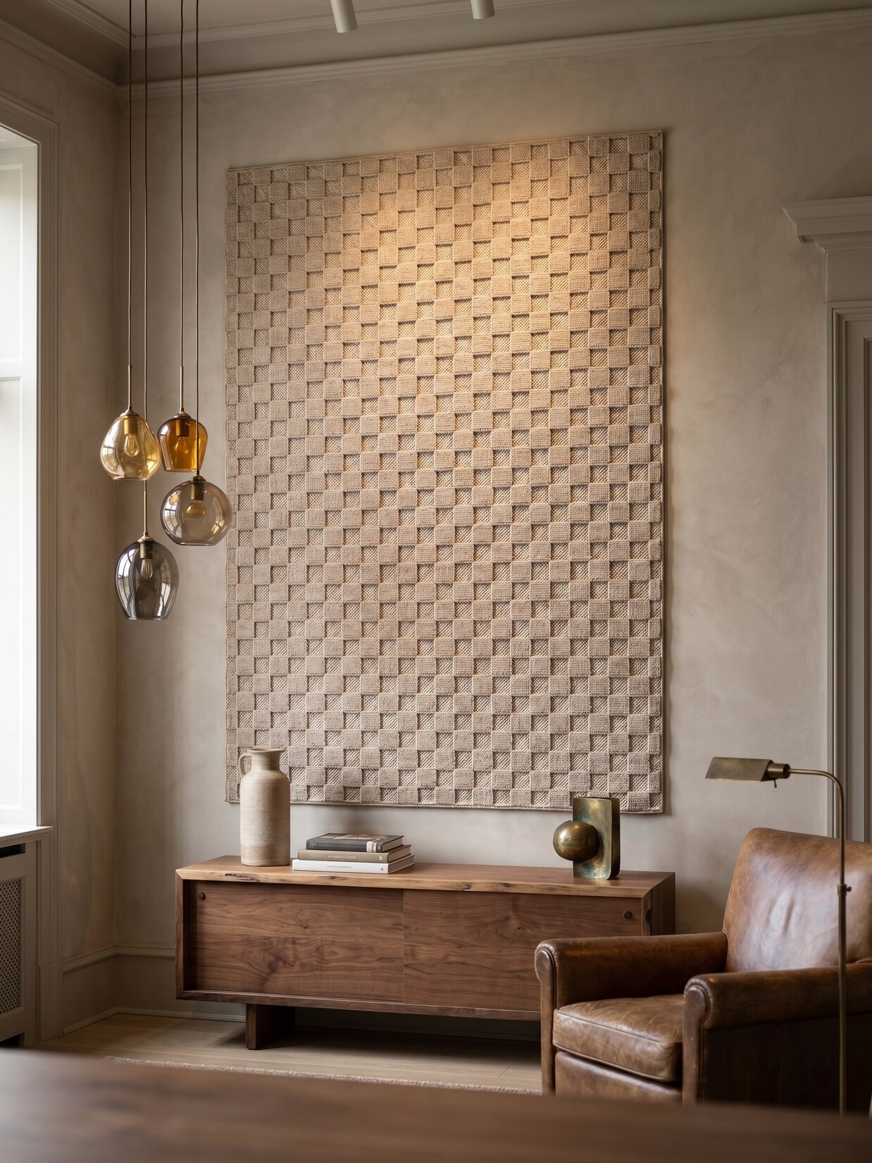 Flachgewebe-Teppich Schachbrett Beige 60x110 cm Schachbrett