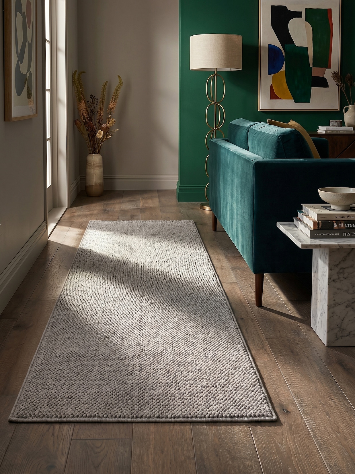 Flachgewebe-Teppich Berber-Tradition Silber 80x250 cm Uni meliert