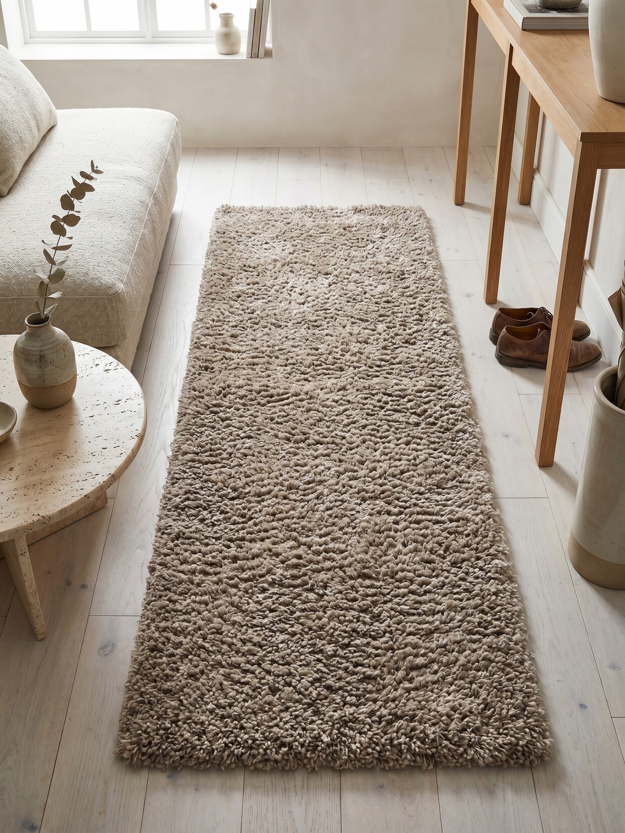 Hochflorteppich RHEIN, einfarbig, aus Polypropylen, Beige, 60 x 110 cm