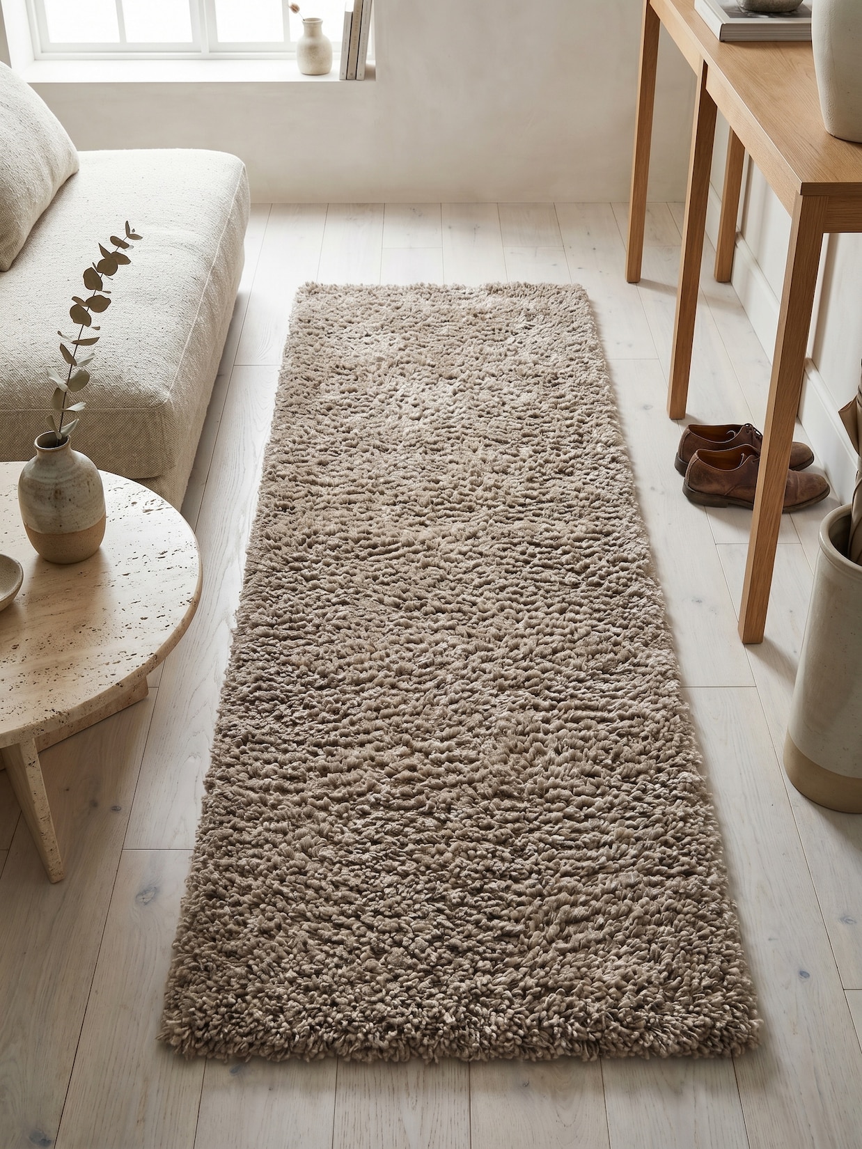 Hochflorteppich RHEIN, einfarbig, aus Polypropylen, Beige, 80 x 150 cm