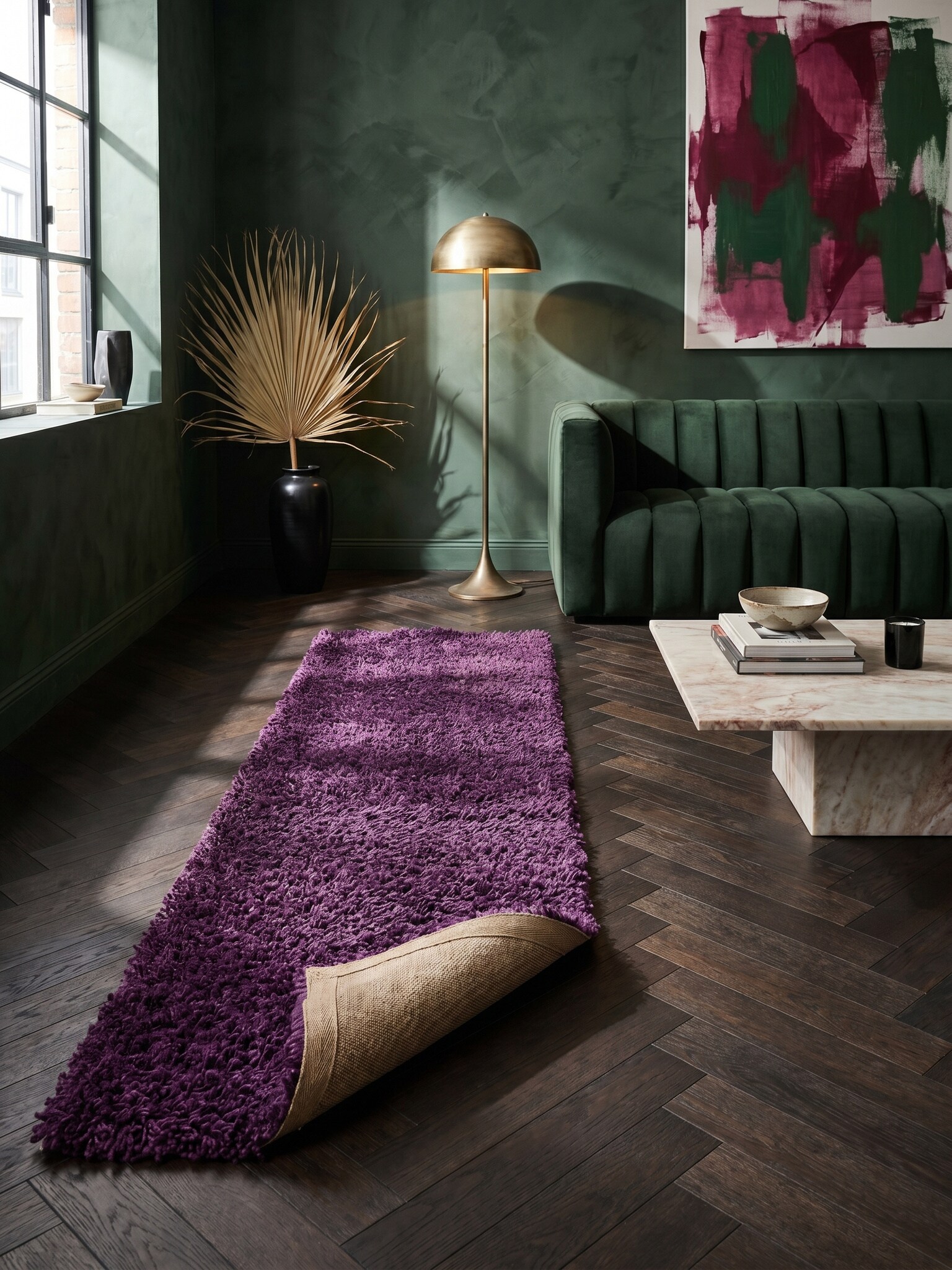 Hochflorteppich RHEIN, einfarbig, aus Polypropylen, Violett, 80 x 150 cm 