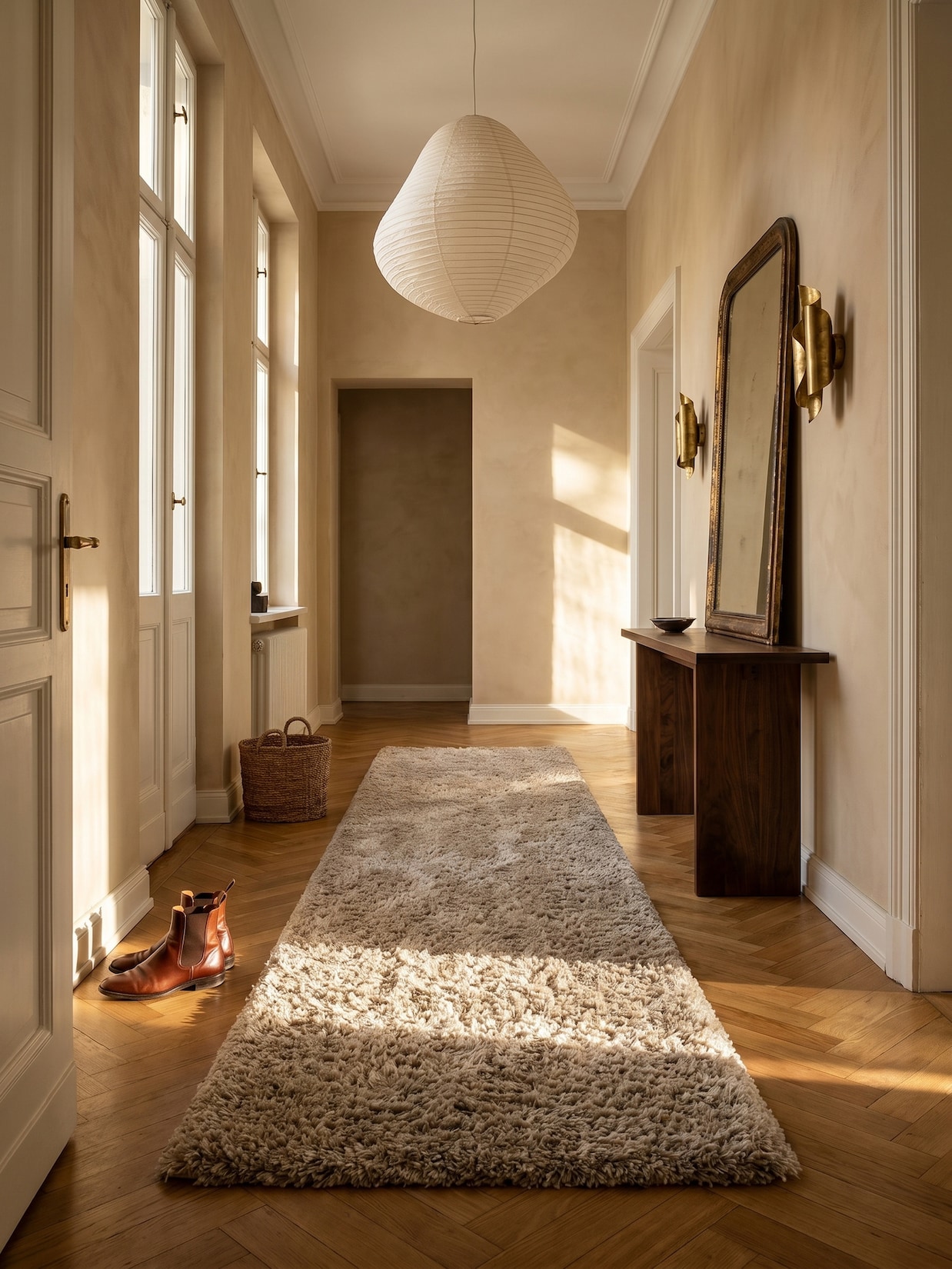 Hochflorteppich SALZACH, einfarbig, aus Polypropylen, Beige, 80 x 250 cm