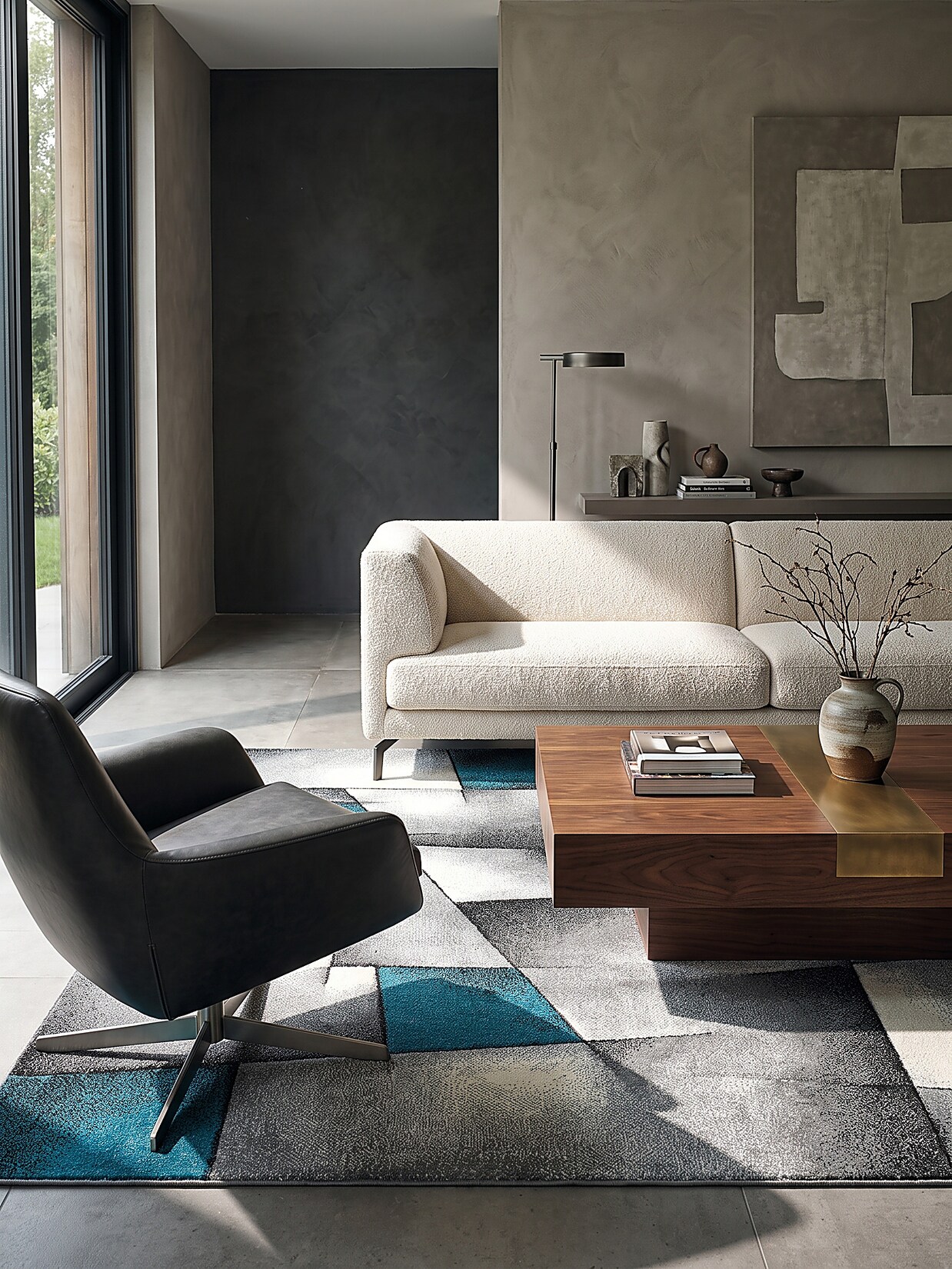 Läufer Kurzflor Türkis 80x300 cm - BIENO Kadima Design