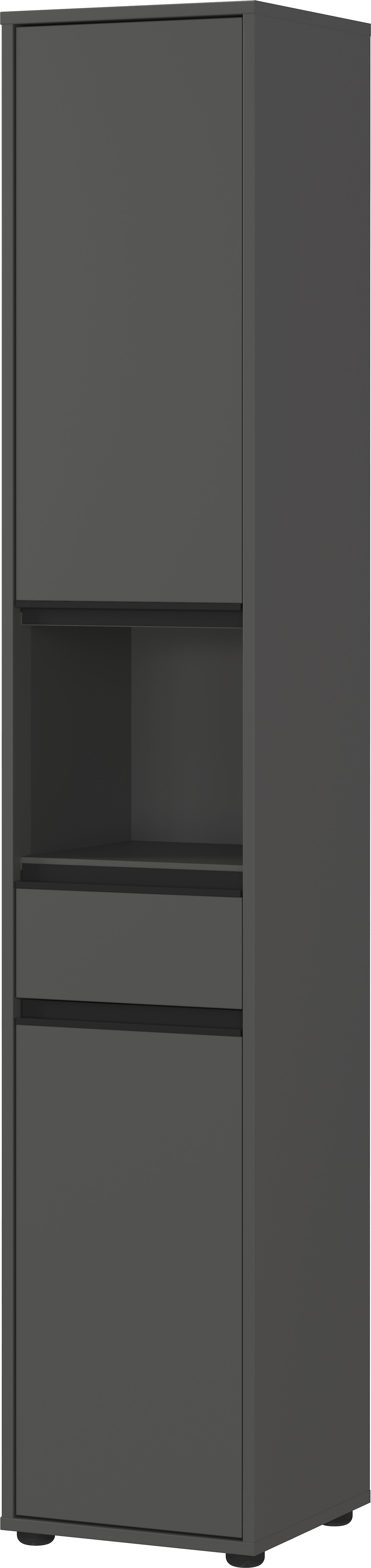 Badezimmerschrank Hochschrank Soft-Close D&auml;mpfung | 33x181x34 cm | Graphit | Kratzfest | Badm&ouml;bel stehend Serie "HAMBURG" Kadima Design 