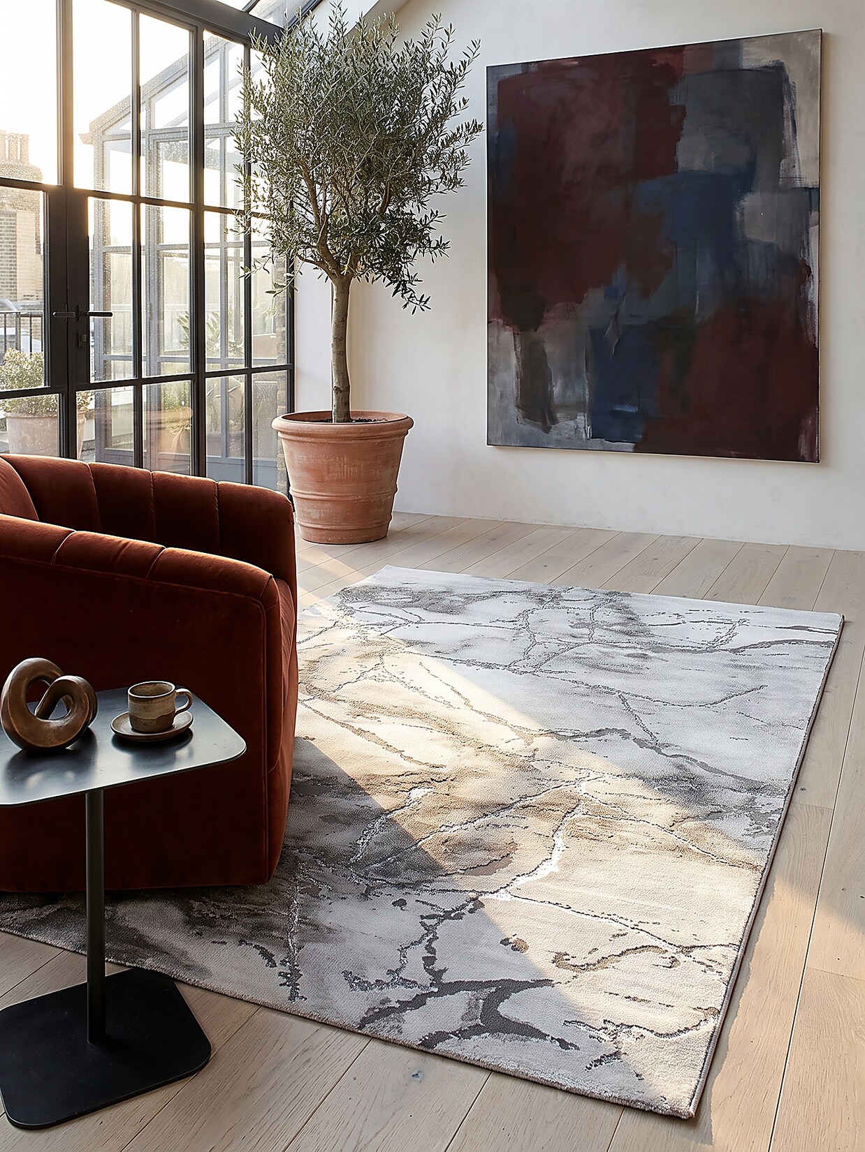 Teppich Kurzflor Grau 120x170 cm - SVEDA Kadima Design