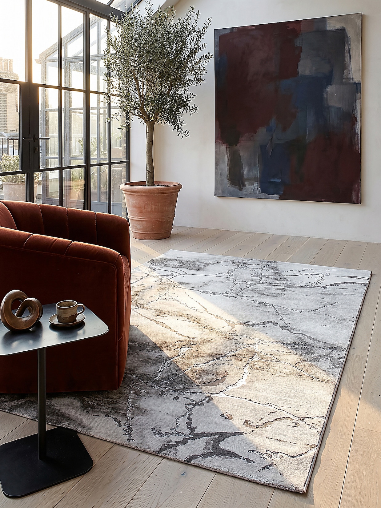 Teppich Kurzflor Grau 200x290 cm - SVEDA Kadima Design