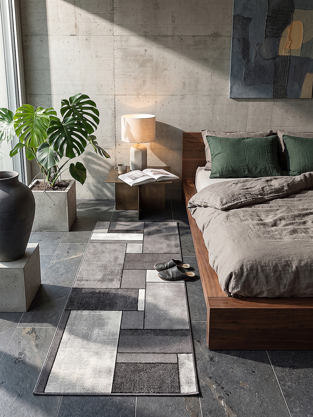Läufer Kurzflor Grau 60x110 cm - BIENO Kadima Design