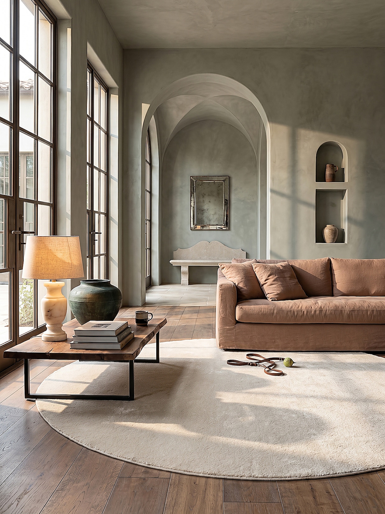 Teppich Hochflor Beige 120x120 cm - ALDAN Kadima Design