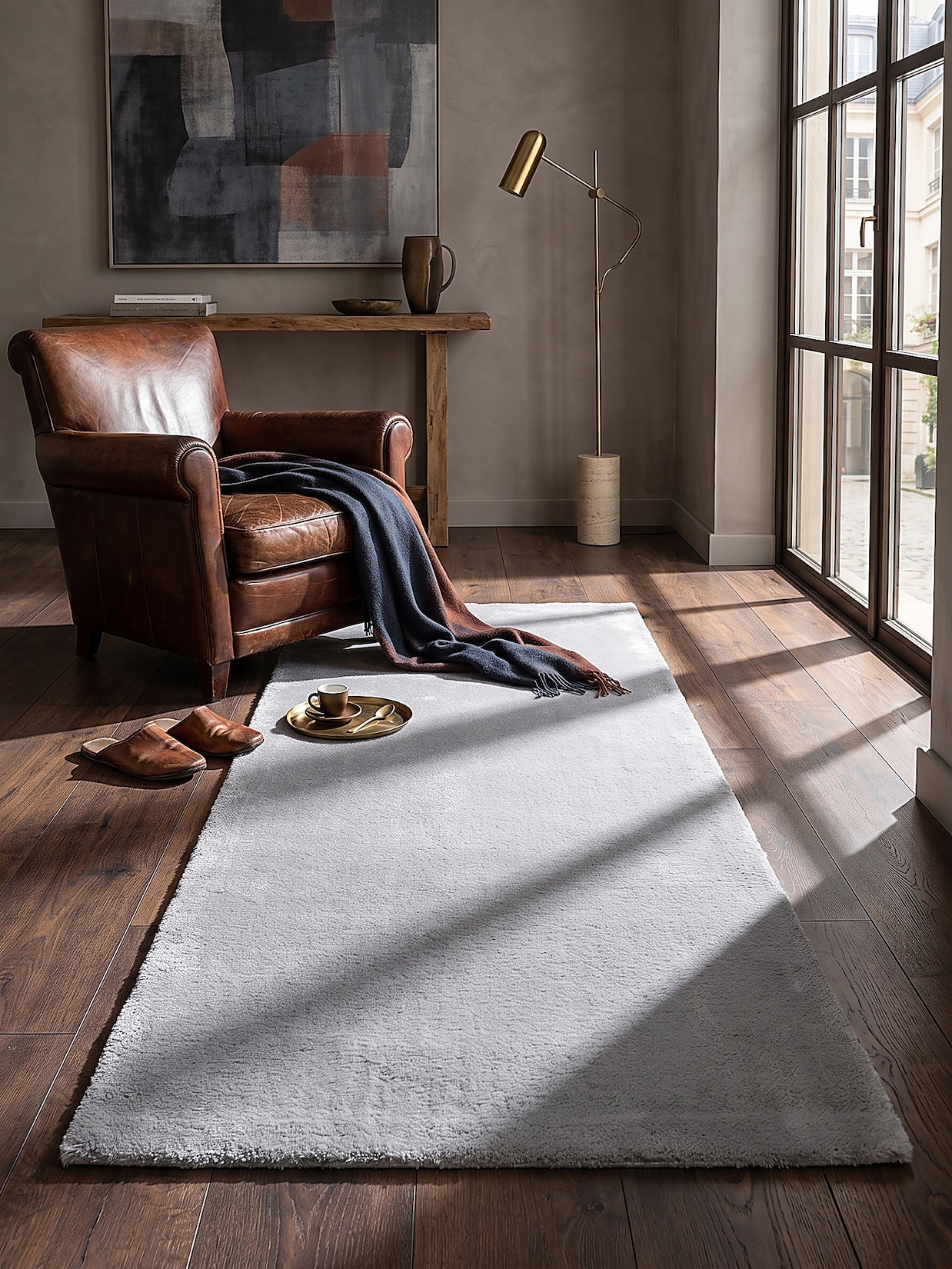 Läufer Hochflor Grau 80x300 cm - ALDAN Kadima Design
