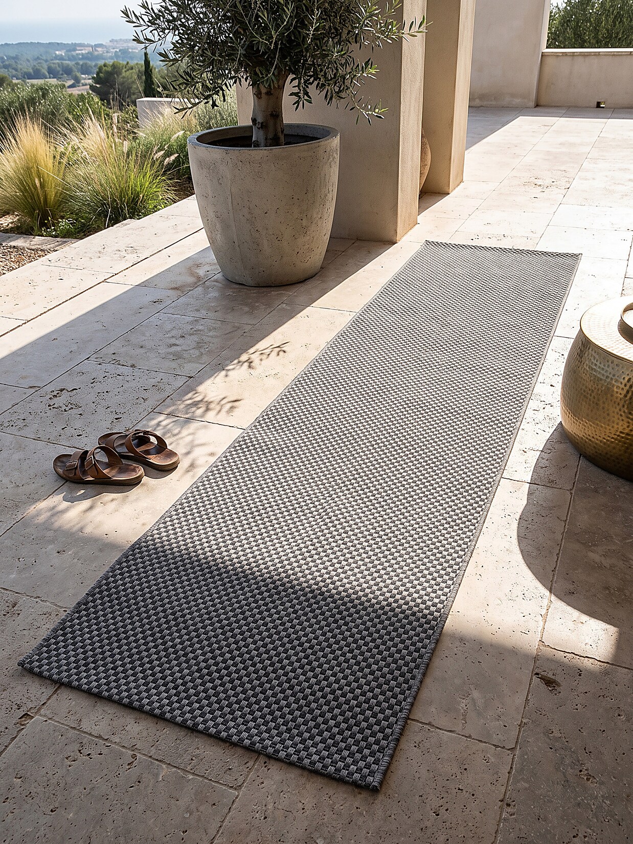 Läufer Flachgewebe Grau 80x150 cm - BORNO Kadima Design