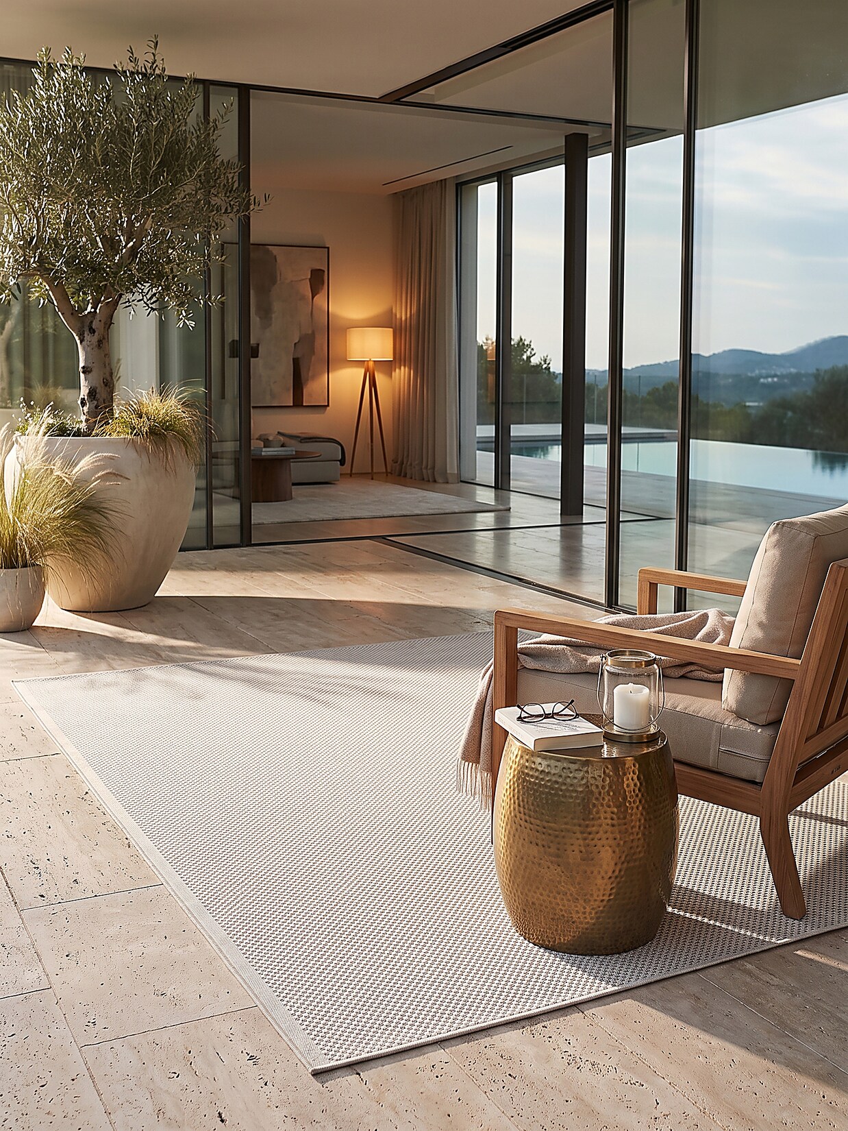 Flachgewebe-Teppich Polypropylen Creme 160x220 cm - BORNO Kadima