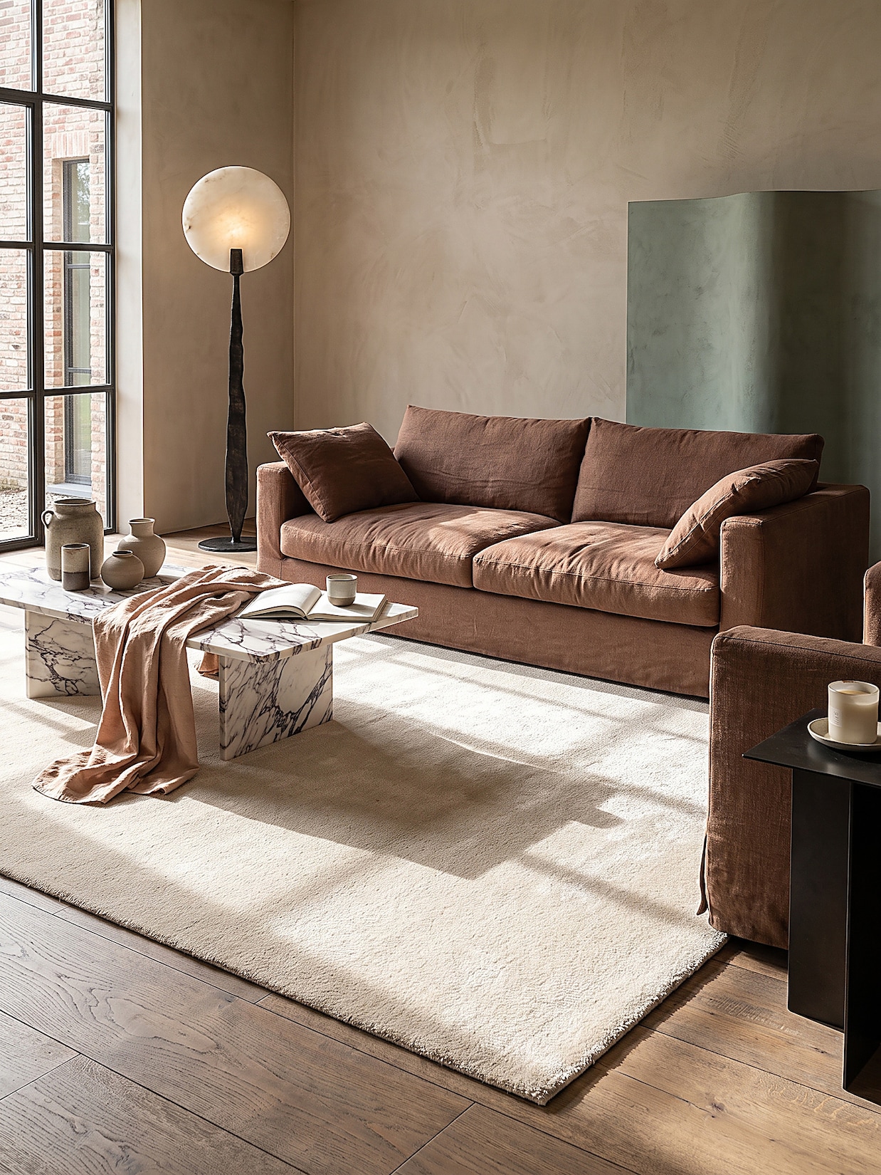Teppich Hochflor Beige 240x340 cm - ALDAN Kadima Design