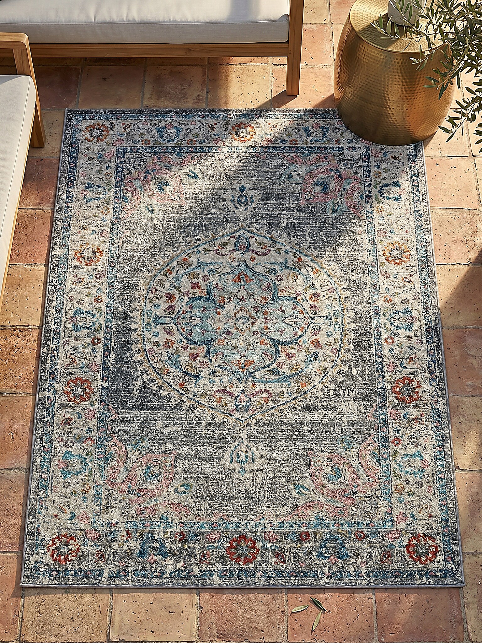 Outdoor-Teppich Niederflor Grau 120x170 cm - LIMMAT