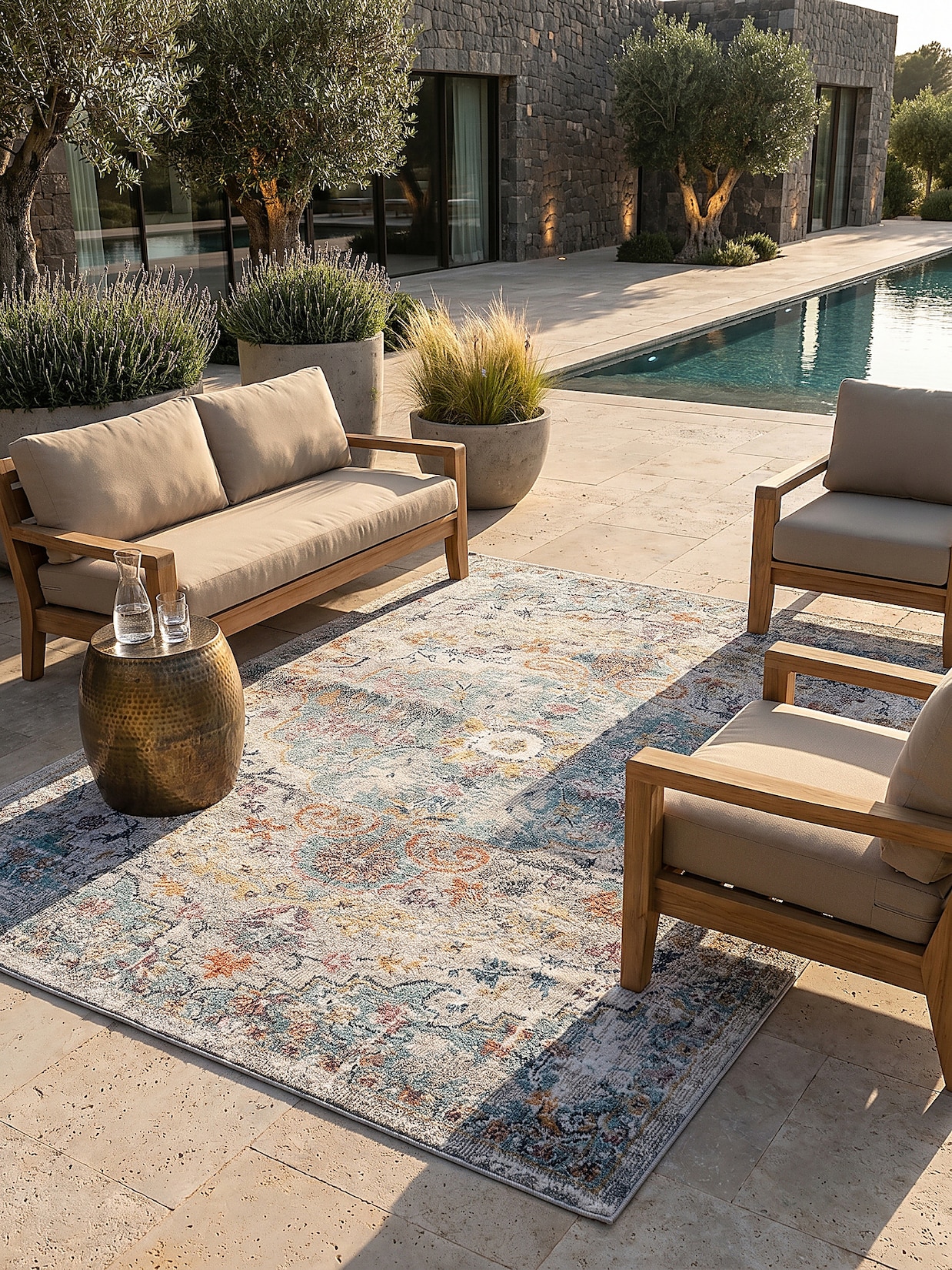 Outdoor-Teppich Niederflor Mehrfarbig 200x290 cm - LIMMAT Kadima