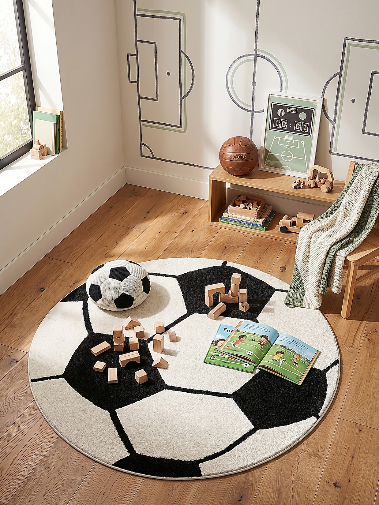 Kinderteppich Kurzflor Schwarz 120x120 cm - CANAZEI Kadima Design