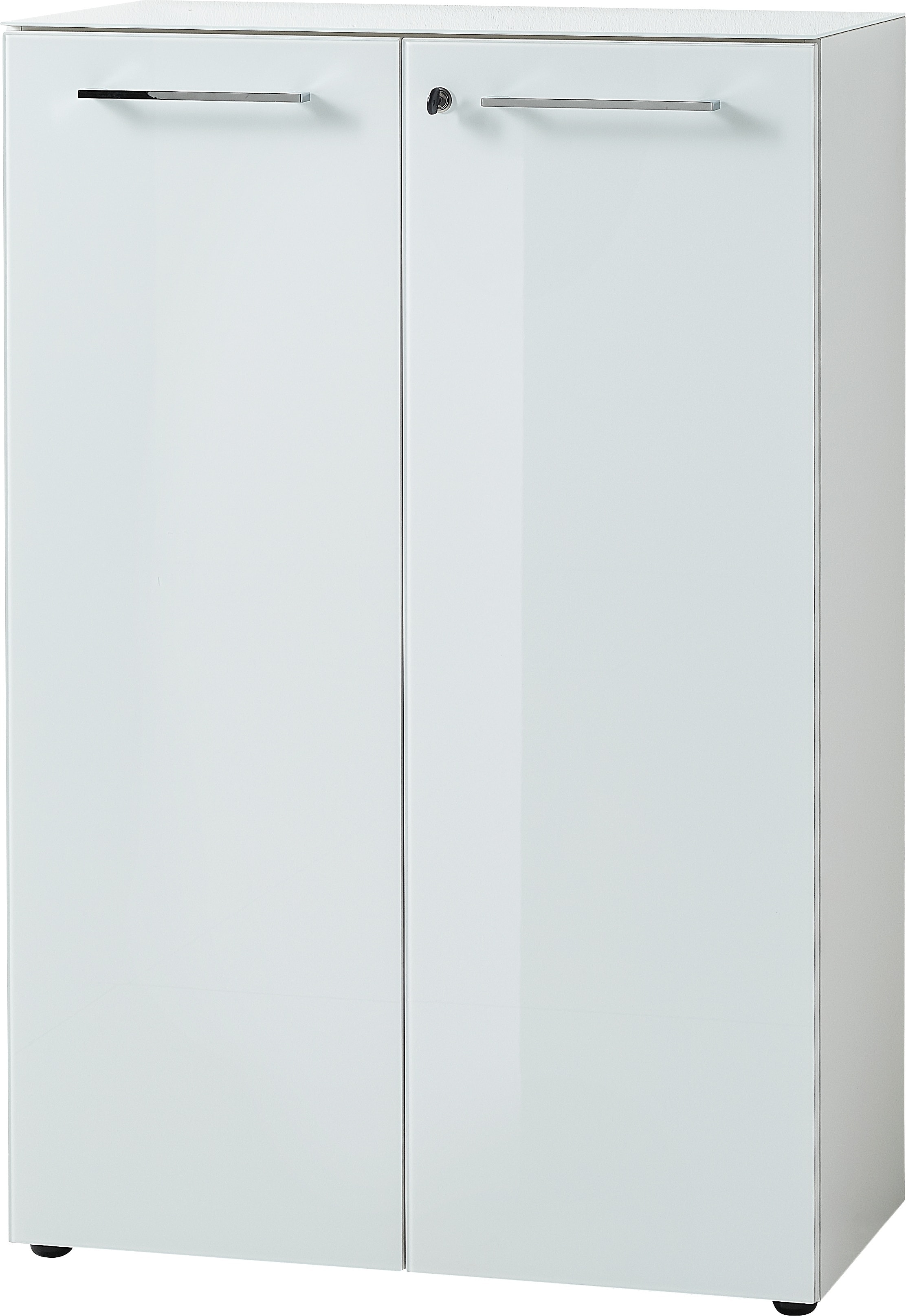 Aktenschrank Abschlie&szlig;bar | 80x120x37 cm (3 Ordnerh&ouml;hen) | Glasfront ESG Soft-Close | B&uuml;roschrank Wei&szlig; | Made in Germany | Serie MUENCHEN Kadima Design 