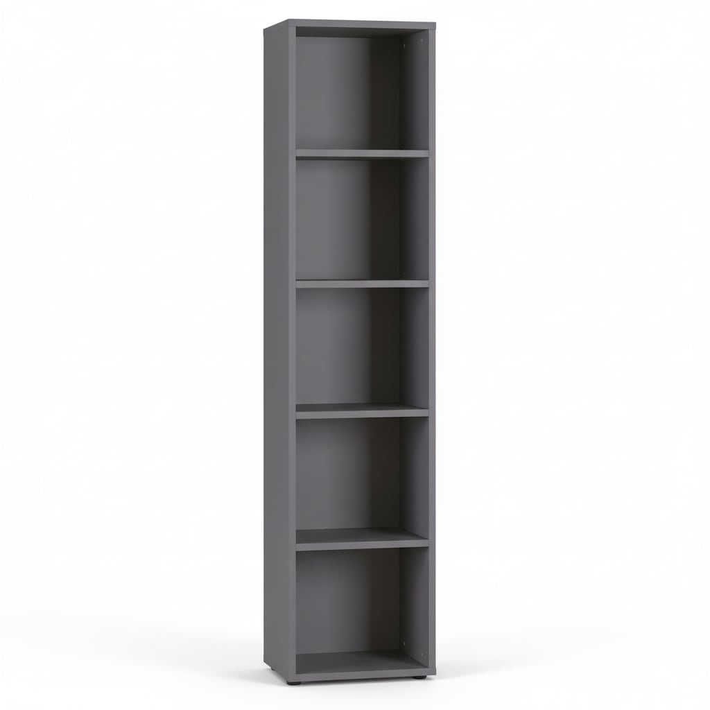 Aktenregal Universal hoch 197cm | 5 Ordnerh&ouml;hen Graphit, Extra Stabil 30kg | Nischenregal Made in Germany | B&uuml;rom&ouml;bel "Frankfurt" Kadima Design 