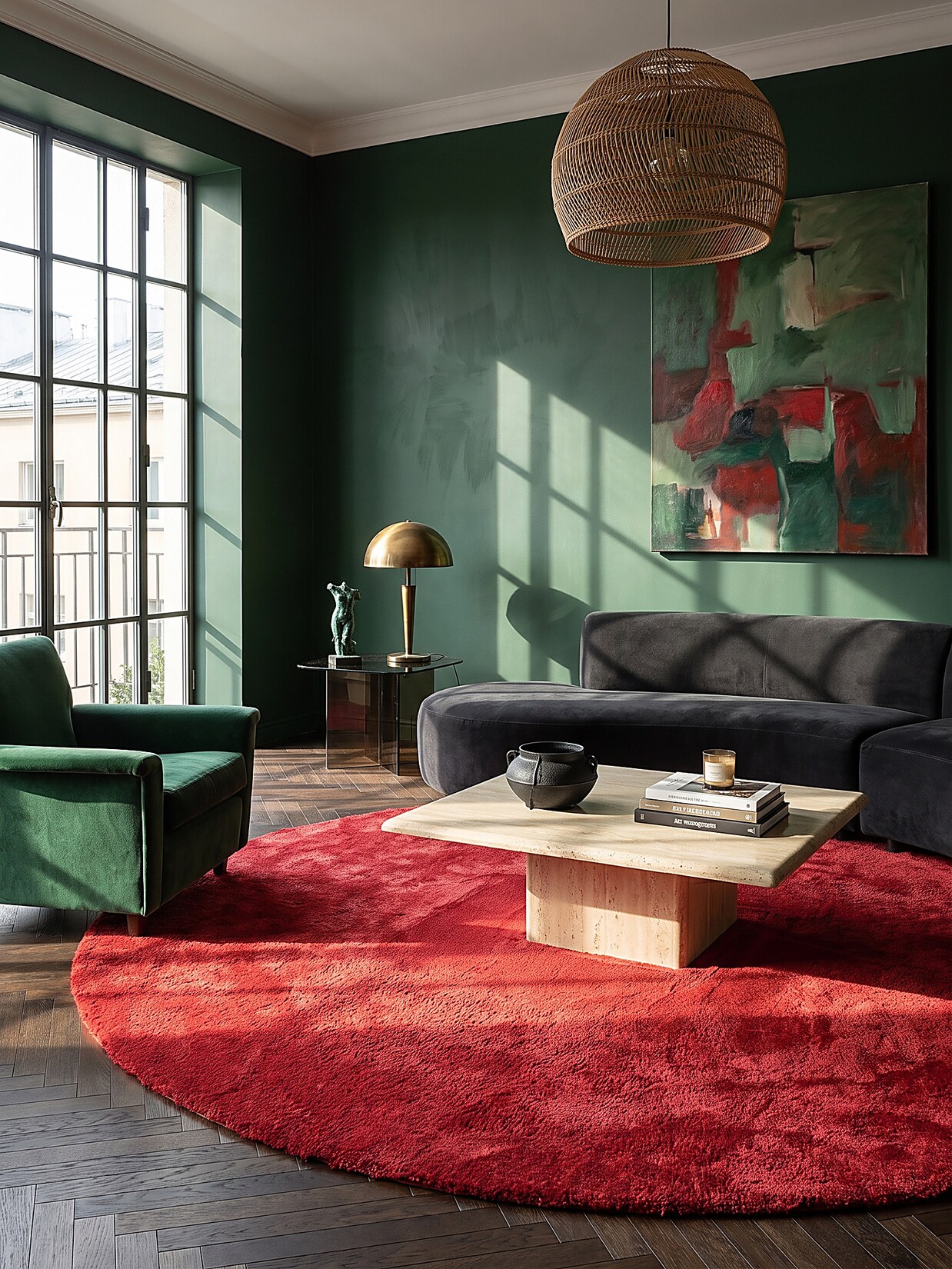 Teppich Hochflor Rot 200x200 cm - ALDAN Kadima Design