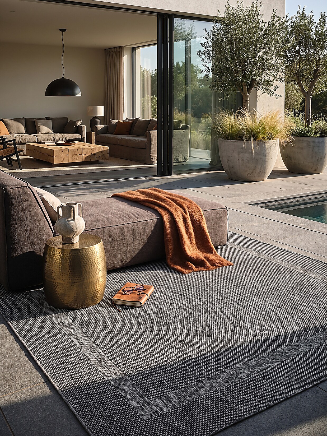 Flachgewebe-Teppich Polypropylen Anthrazit 160x220 cm - BORNO Kadima