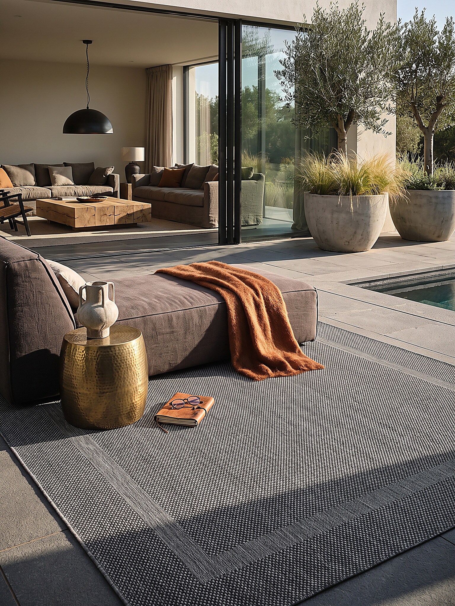Flachgewebe-Teppich Polypropylen Anthrazit 200x280 cm - BORNO | Kadima 