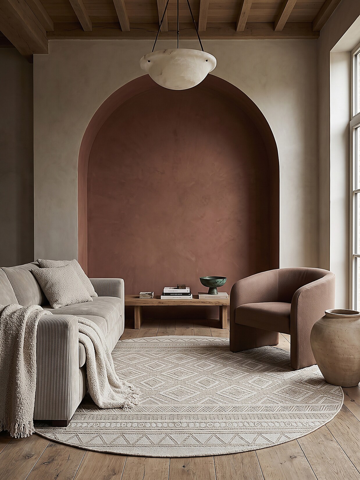 Flachgewebe-Teppich Polypropylen Beige 160x160 cm - ESERA Kadima