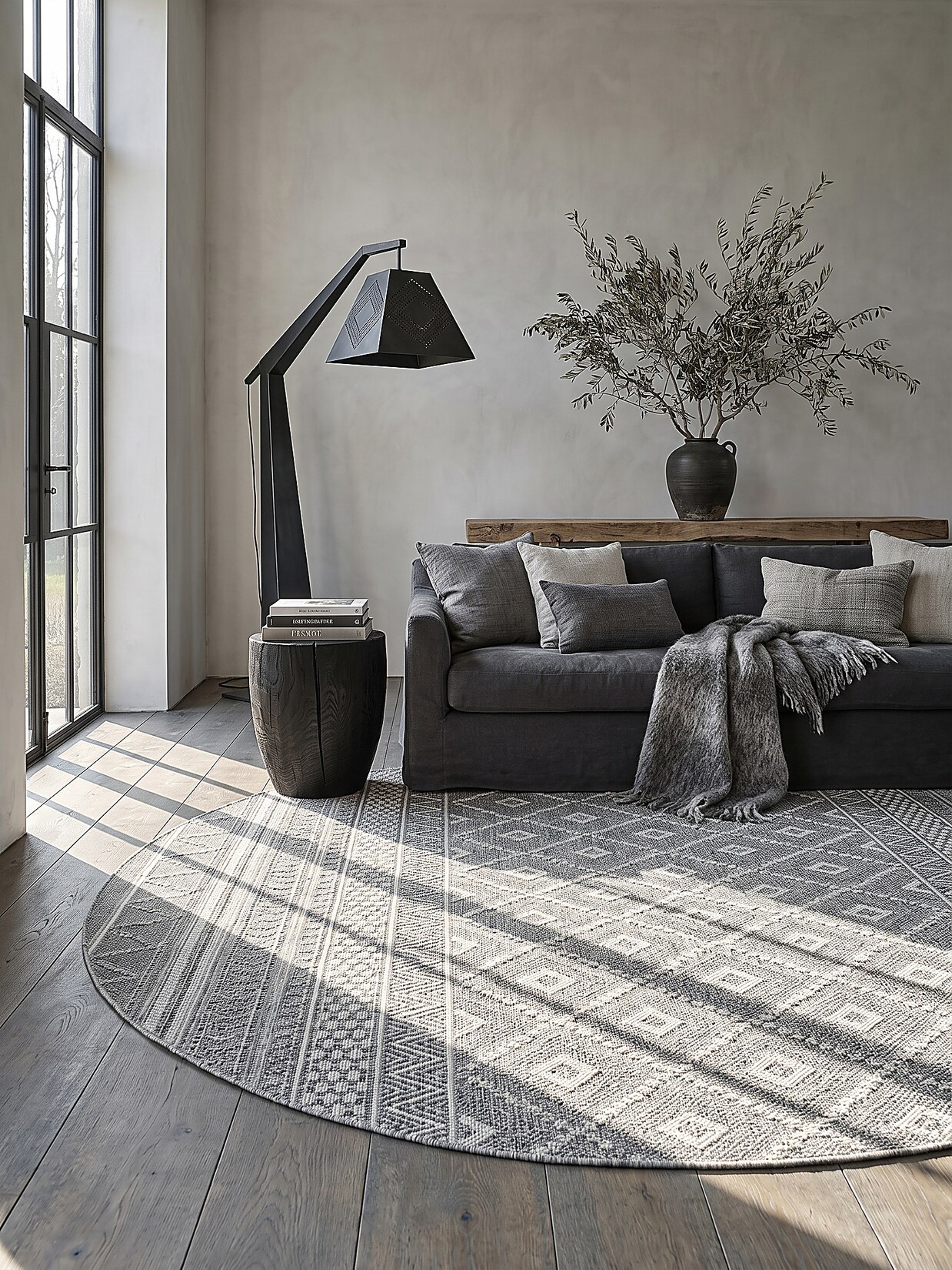Flachgewebe-Teppich Polypropylen Grau 120x120 cm - ESERA Kadima