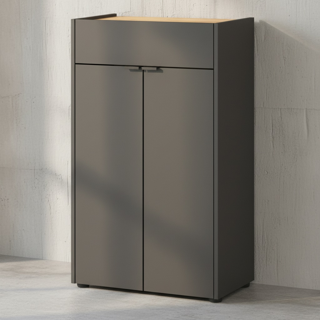 Kratzfeste Kommode in Navarra-Eiche mit Schublade, 60x34x98 - "Avis" Serie f&uuml;r Bad. Farbe: Anthrazit-Beige | Kadima Design 