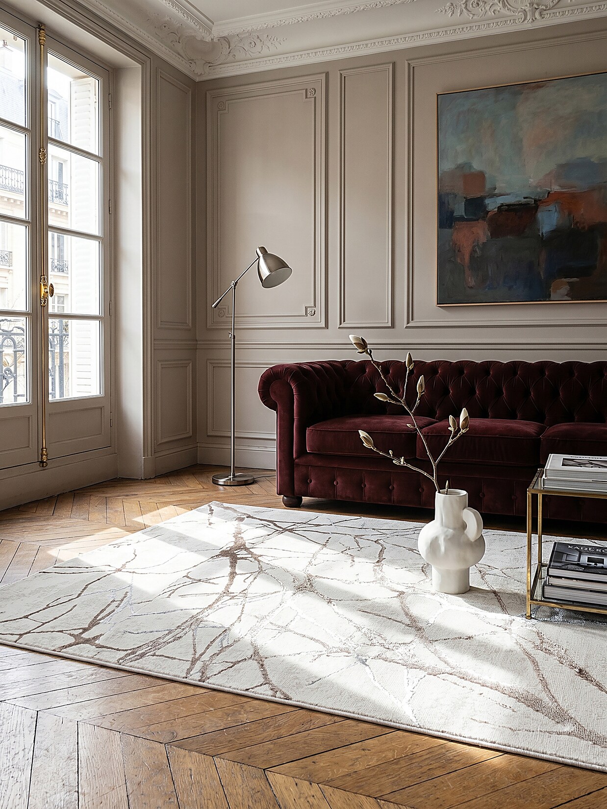 Teppich Kurzflor Creme 120x170 cm - KAVALA Kadima Design
