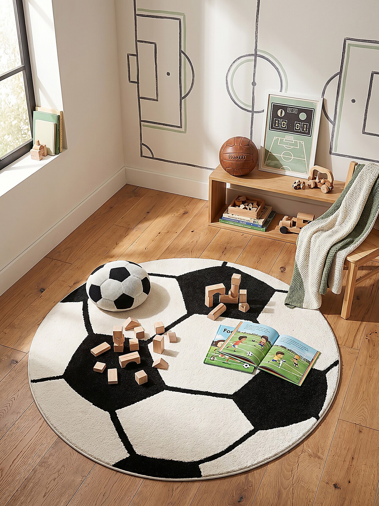 Kinderteppich Kurzflor Schwarz 80x80 cm - CANAZEI Kadima Design