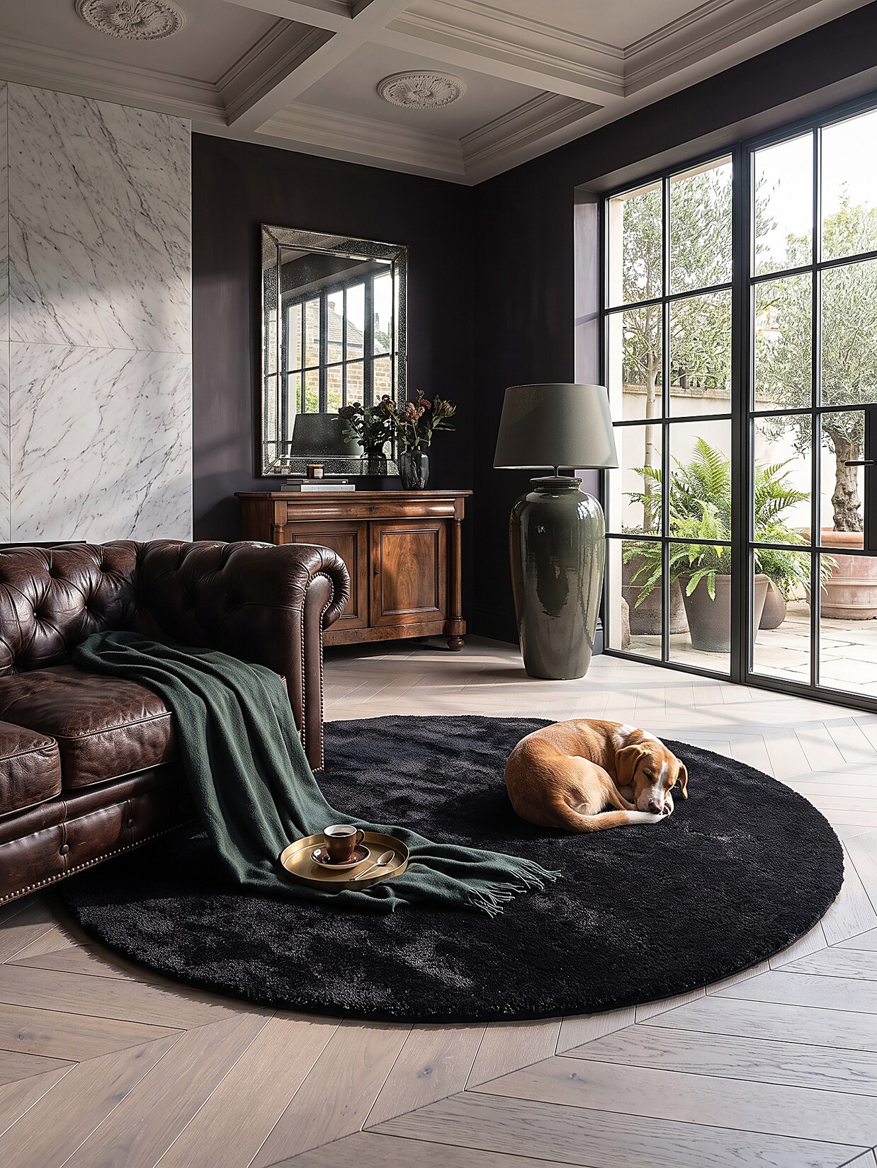 Teppich Hochflor Schwarz 160x160 cm - ALDAN Kadima Design