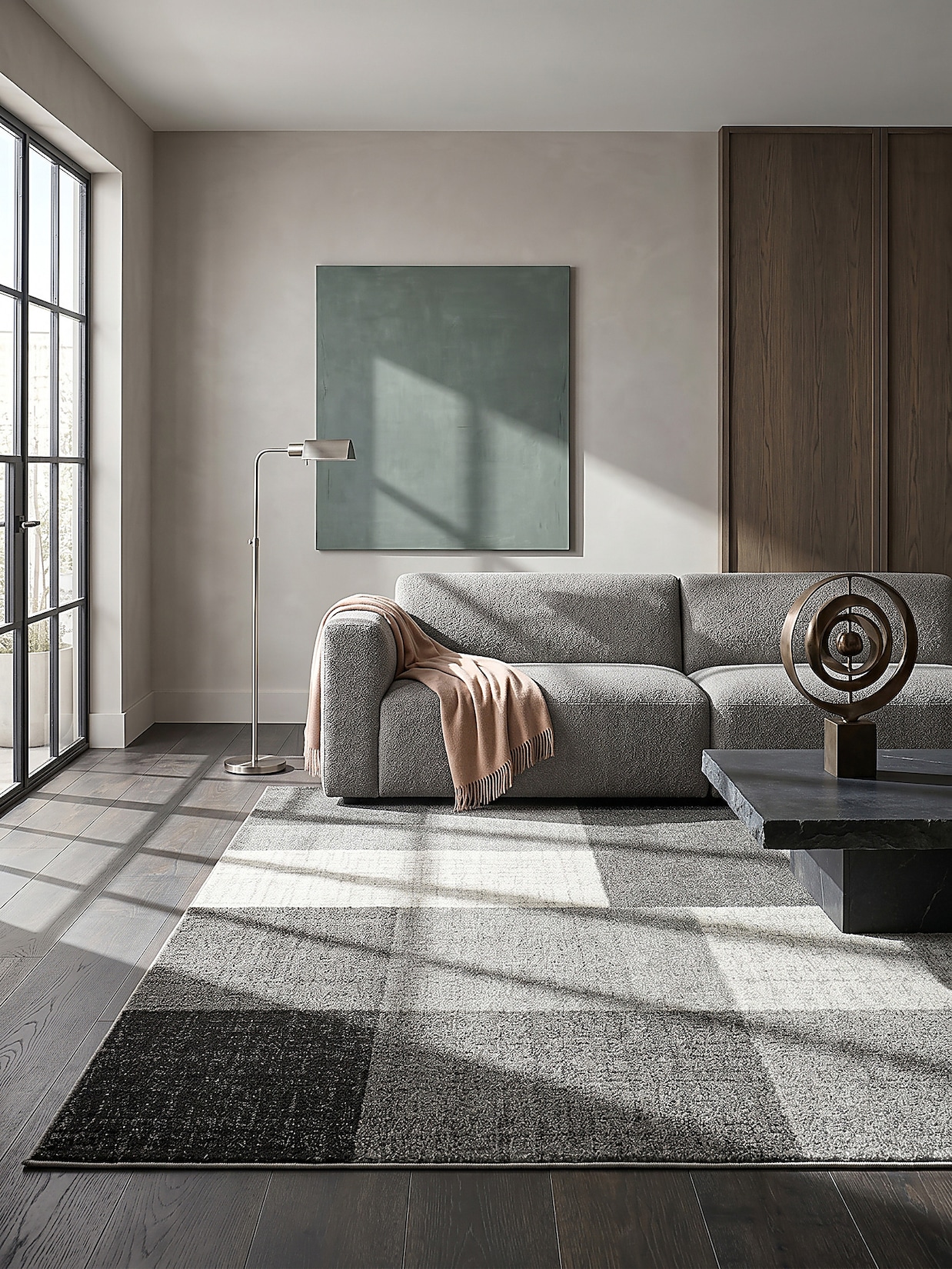 Niederflor-Läufer Kurzflor Grau 80x140 cm - THUR Kadima Design