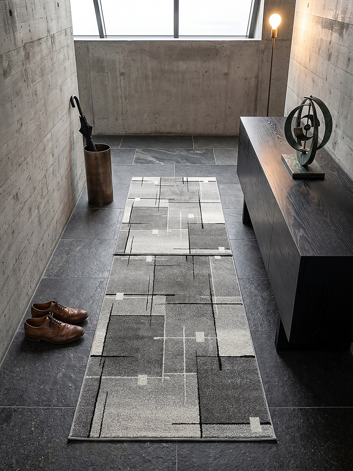 Kurzflor-Läufer Niederflor Grau 80x140 cm - THUR Kadima Design