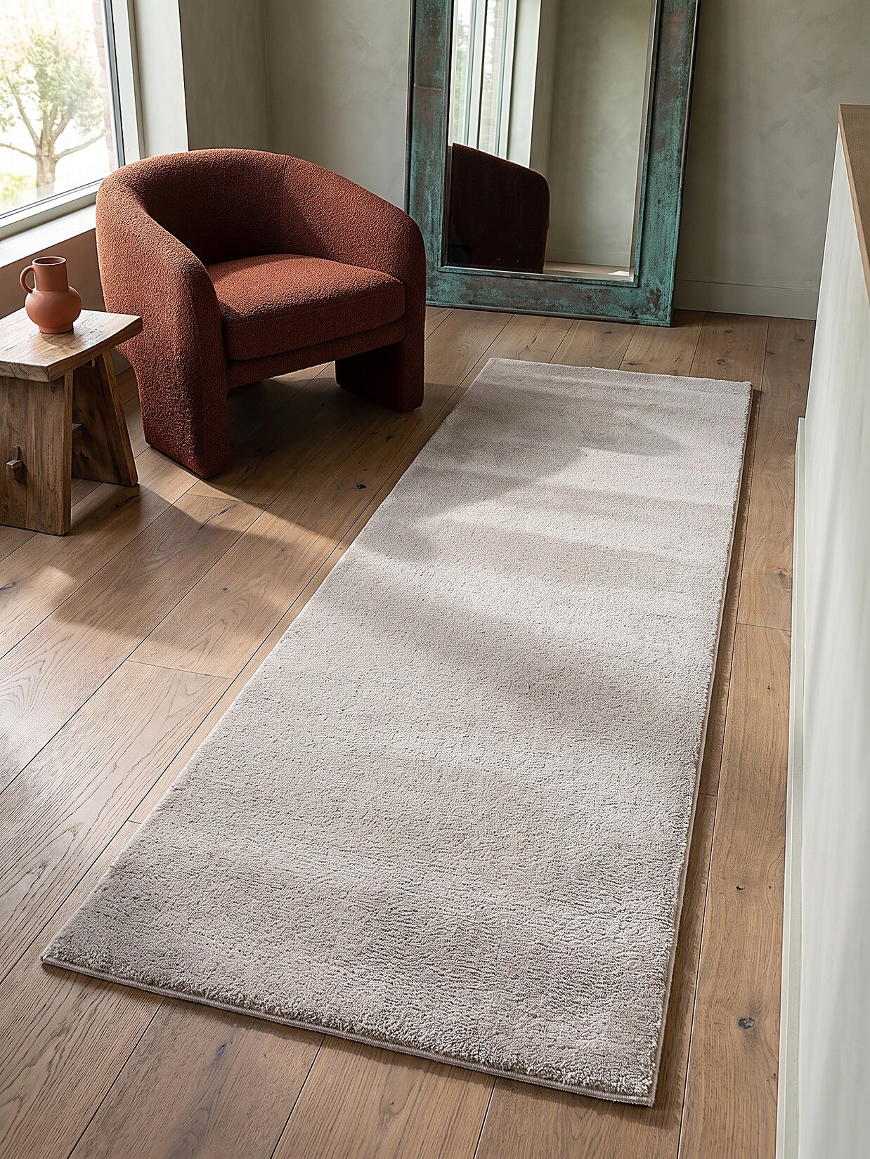 Teppich Hochflor Beige 60x110 cm - ALDAN Kadima Design