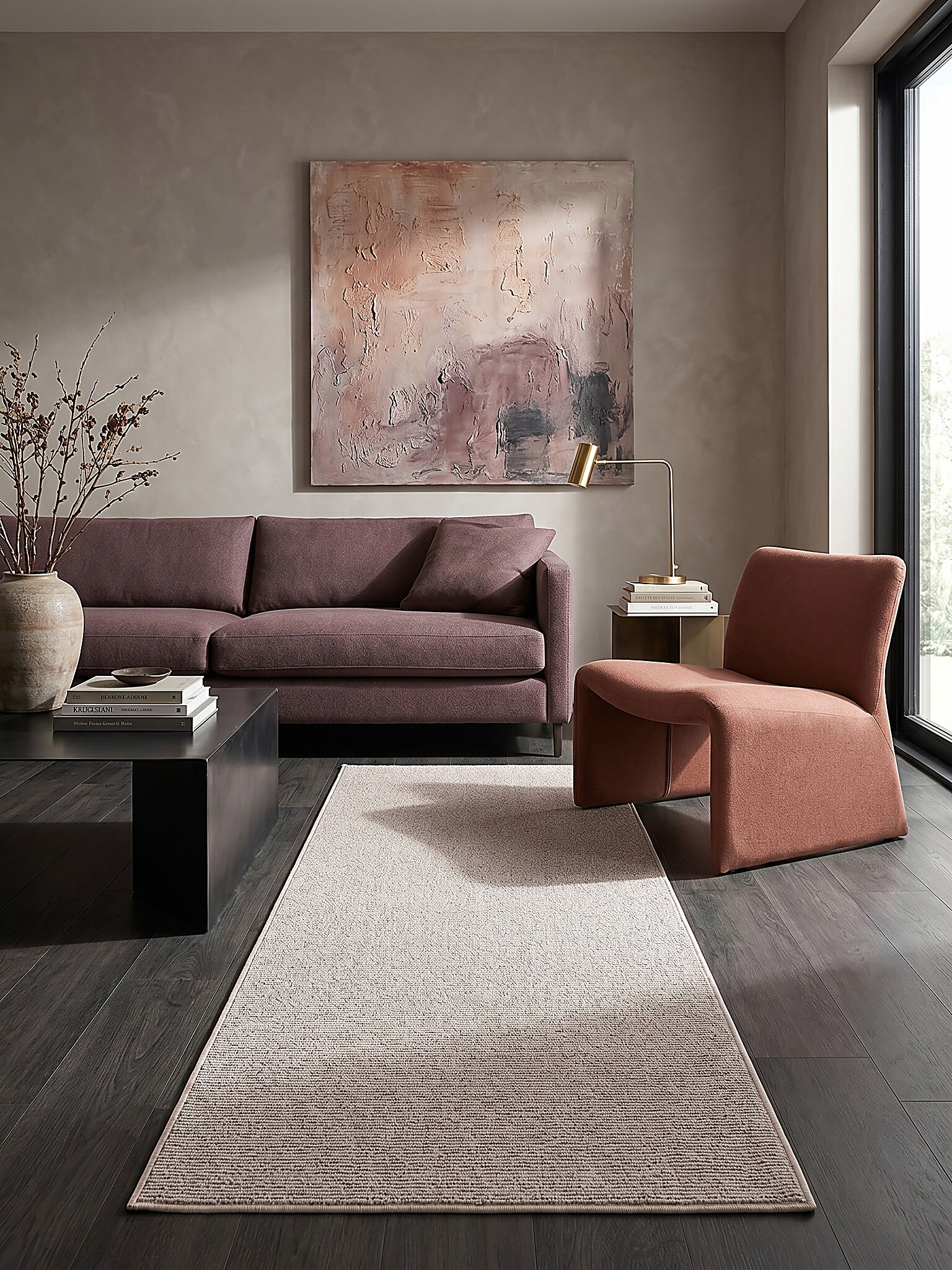 Niederflor-Teppich Kurzflor Beige 133x133 cm - COLFOSCO | Kadima Design 
