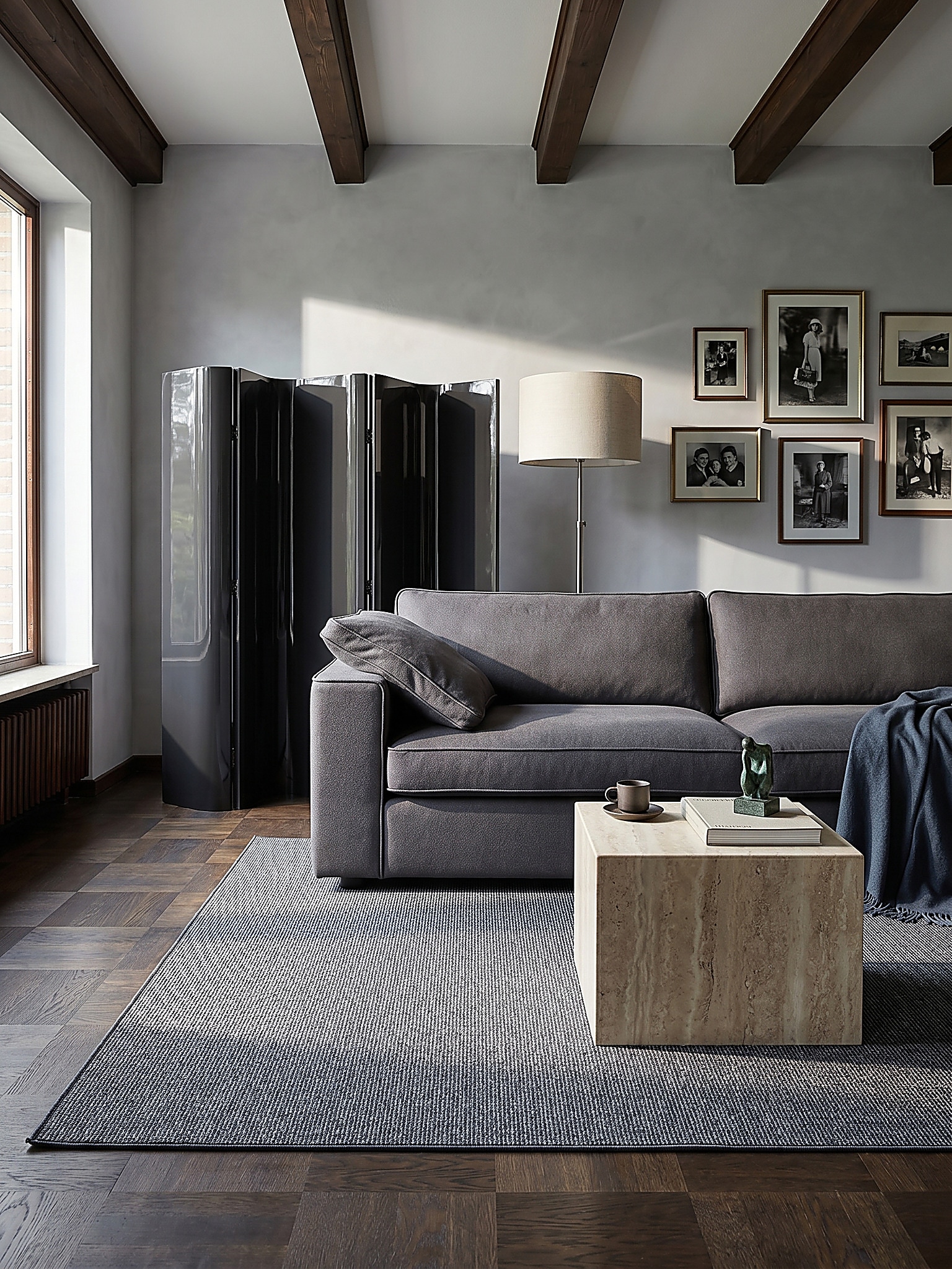 Niederflor-Teppich Kurzflor Beige 133x133 cm - COLFOSCO | Kadima Design 