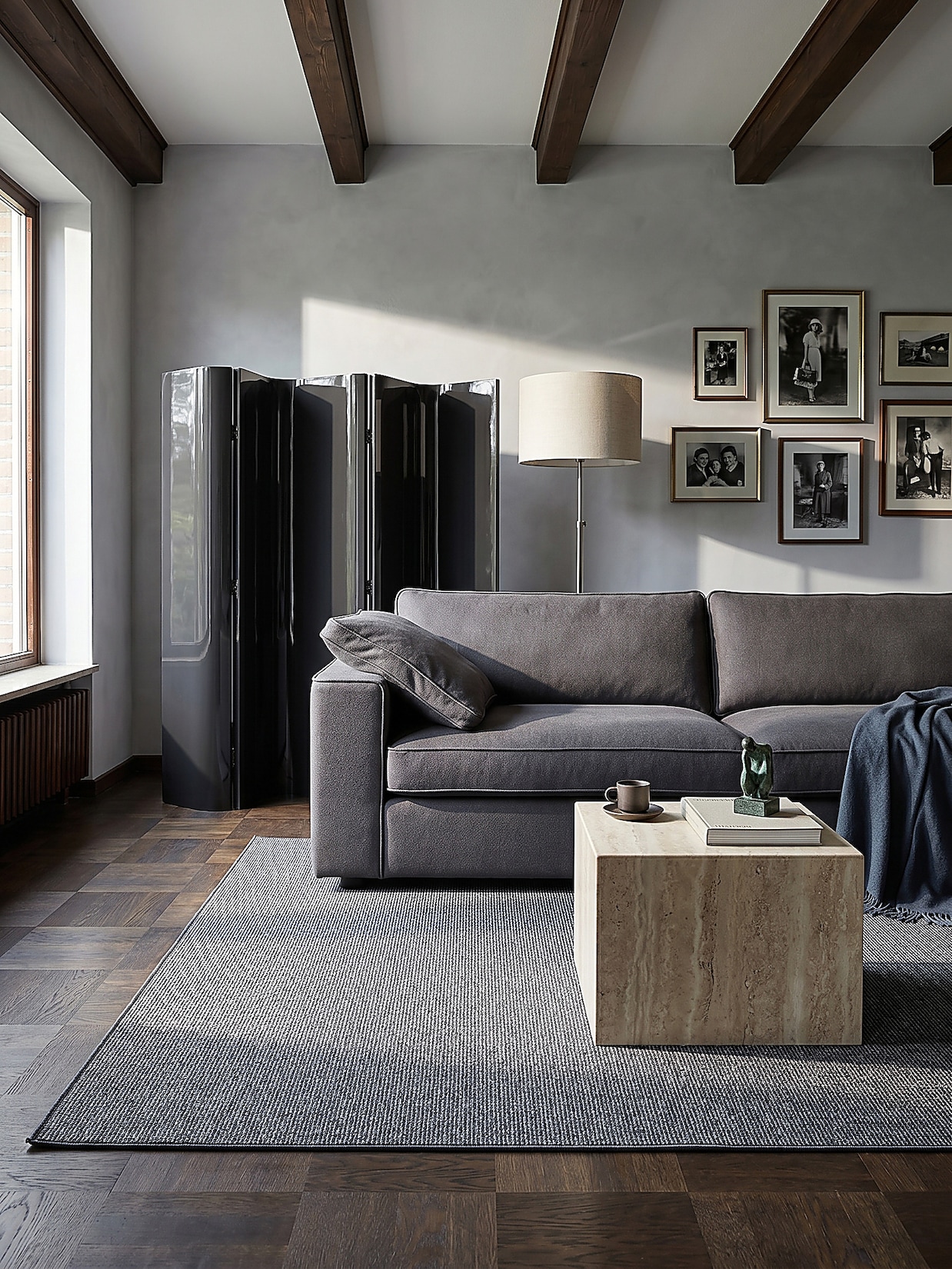 Niederflor-Teppich Kurzflor Beige 133x133 cm - COLFOSCO Kadima Design