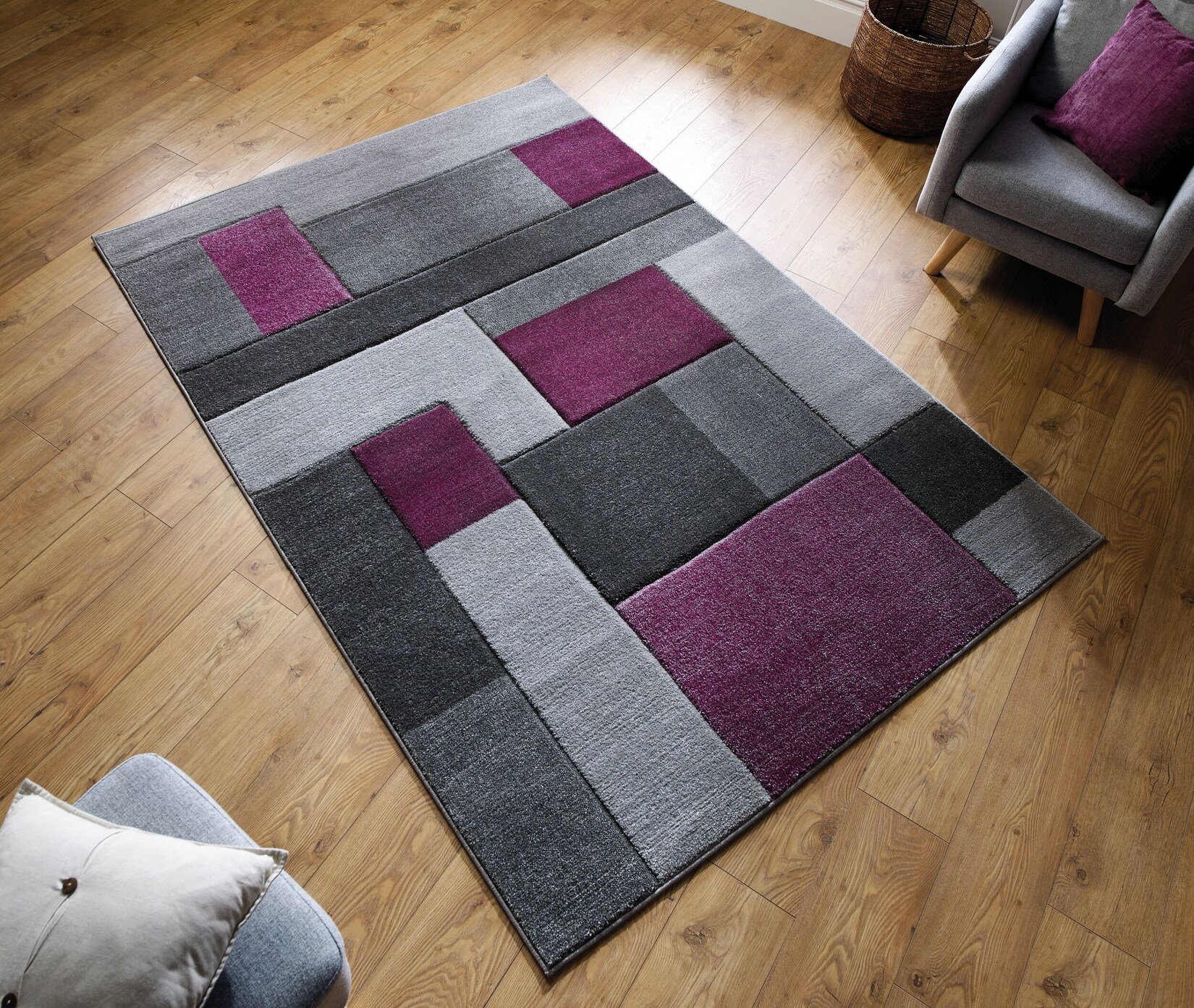 Teppich geometrisch Lila-Grau 120 x 170 cm - NIDD Kadima Design