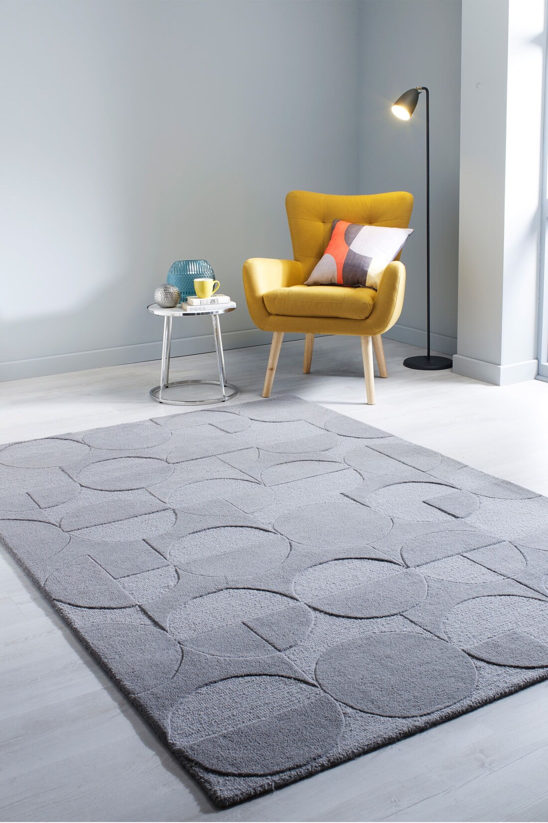Wollteppich geometrisch Grau 120 x 170 cm - DEBEN Kadima Design