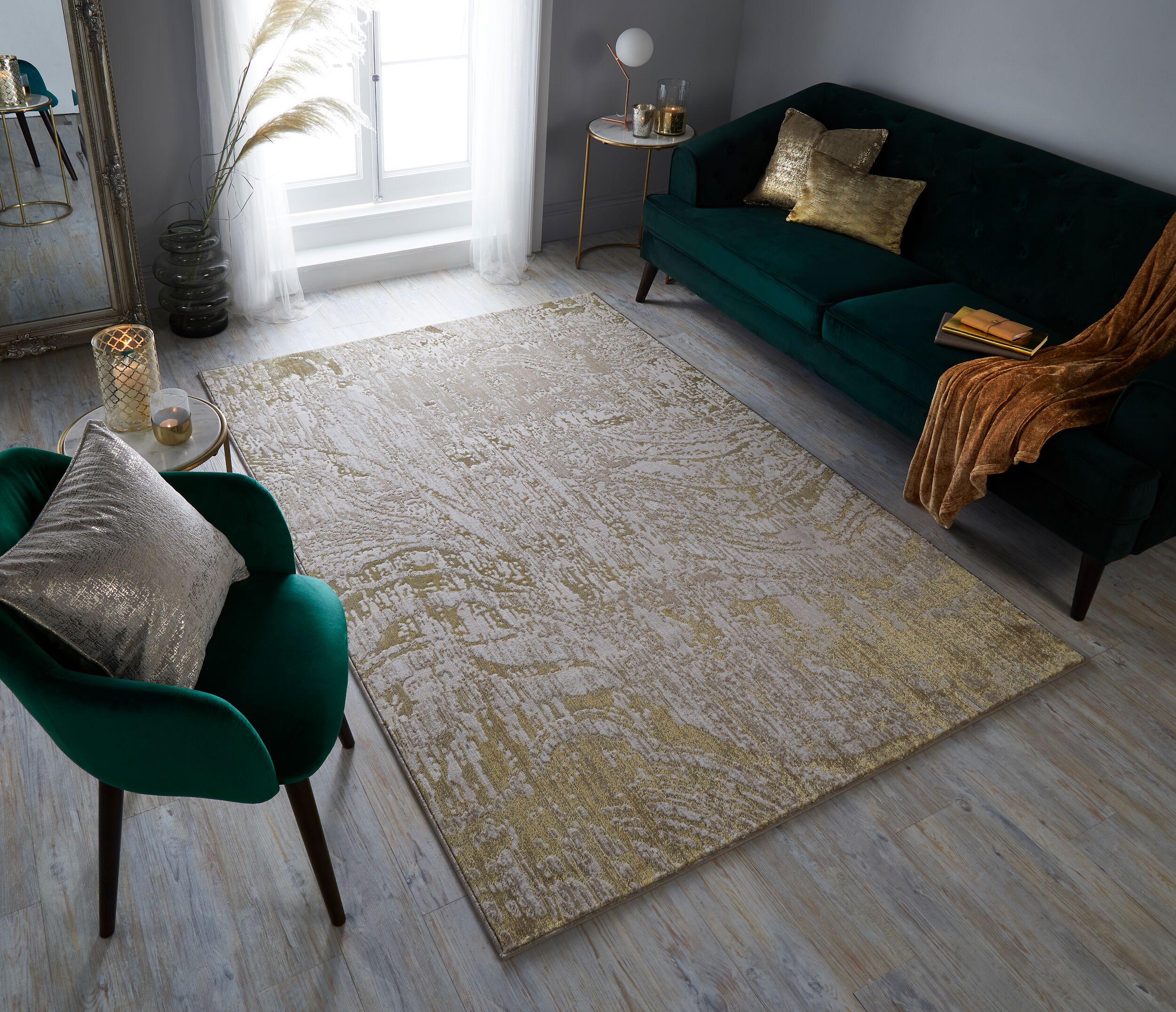 Teppich abstrakt Gold 120 x 170 cm - OUSE | Kadima Design 
