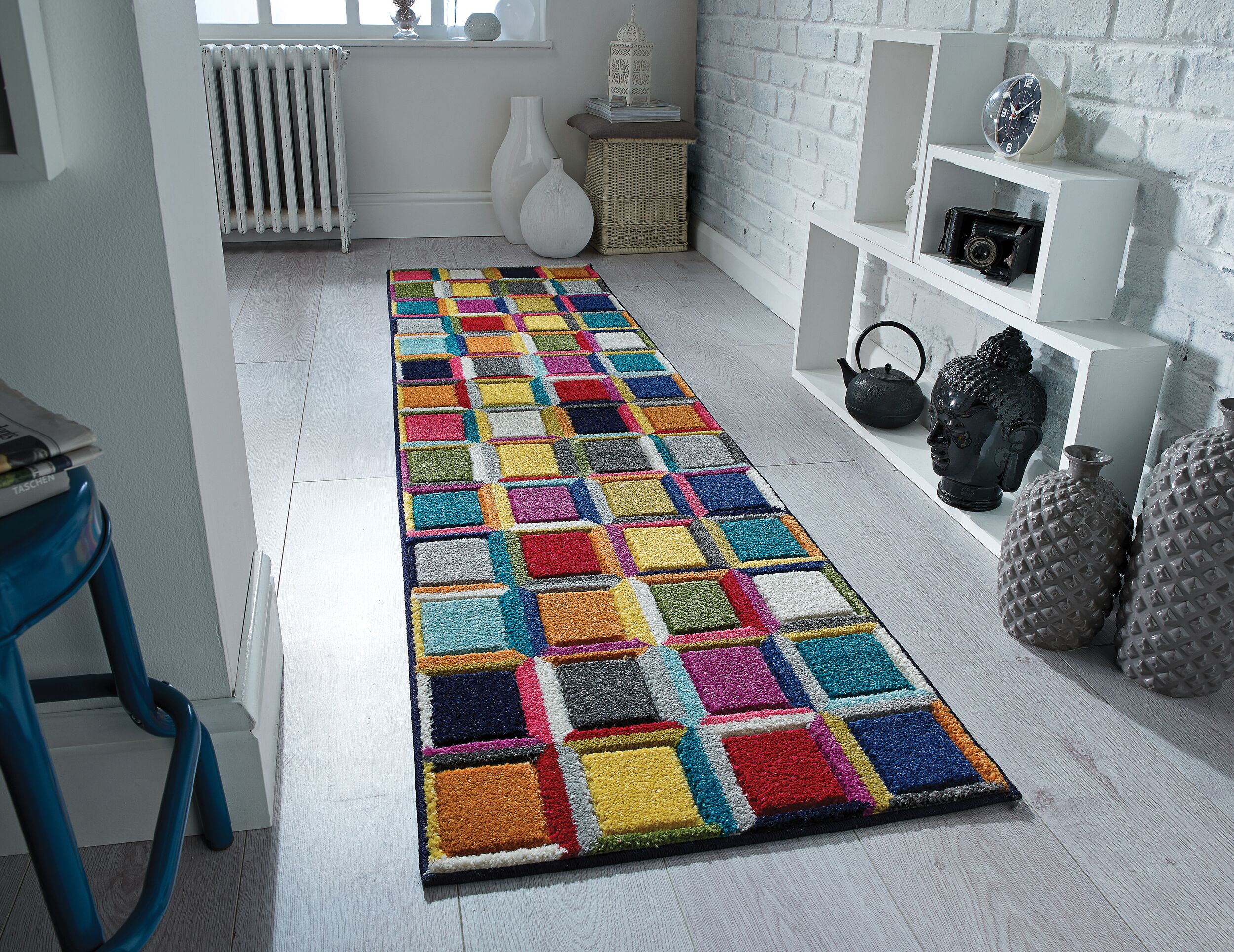 L&auml;ufer Blockmuster Bunt 66 x 230 cm - MEON | Kadima Design 