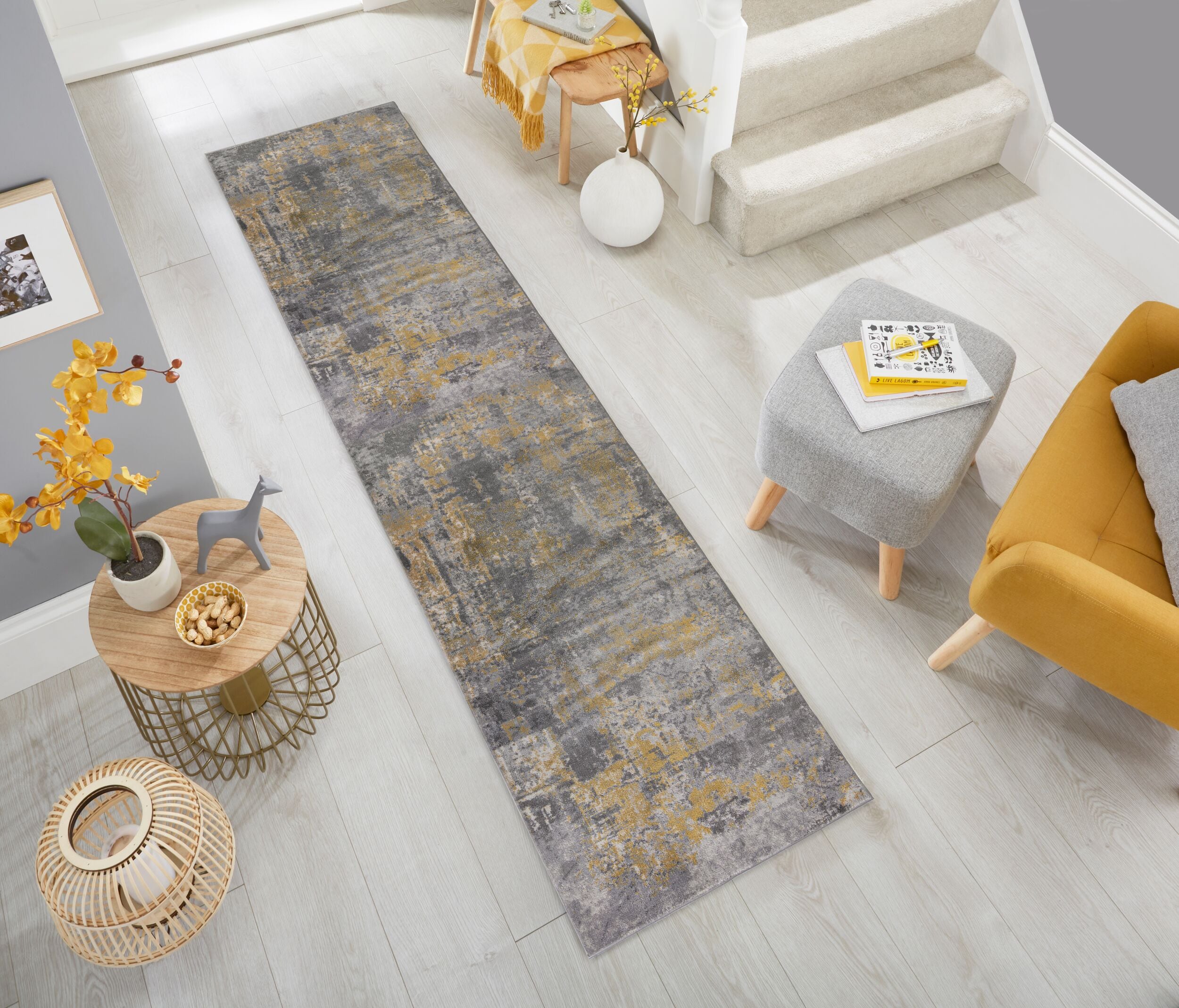 L&auml;ufer Jute Gelb-Grau 80 x 300 cm - DEE | Kadima Design 