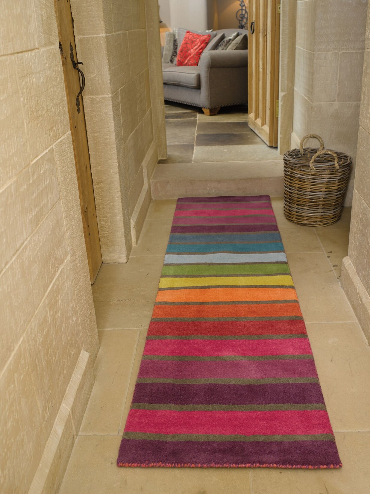 Läufer Wolle Bunt 60 x 300 cm - DERWENT Kadima Design
