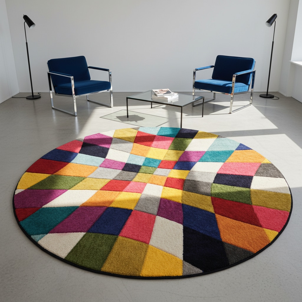Teppich Rauten Bunt Ø160 cm - MEON Kadima Design
