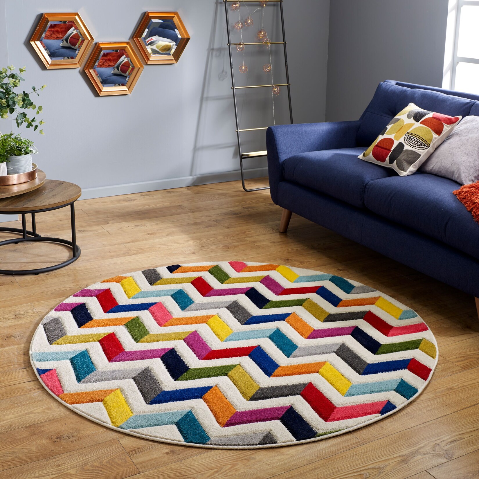 Teppich maschinengewebt Bunt Ø160 cm - MEON Kadima Design