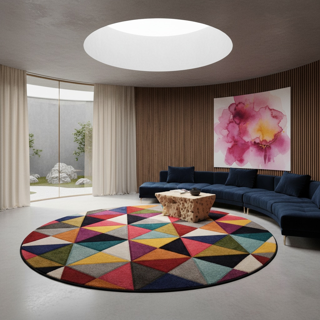 Teppich handgeschnitzt Bunt Ø160 cm - MEON Kadima Design