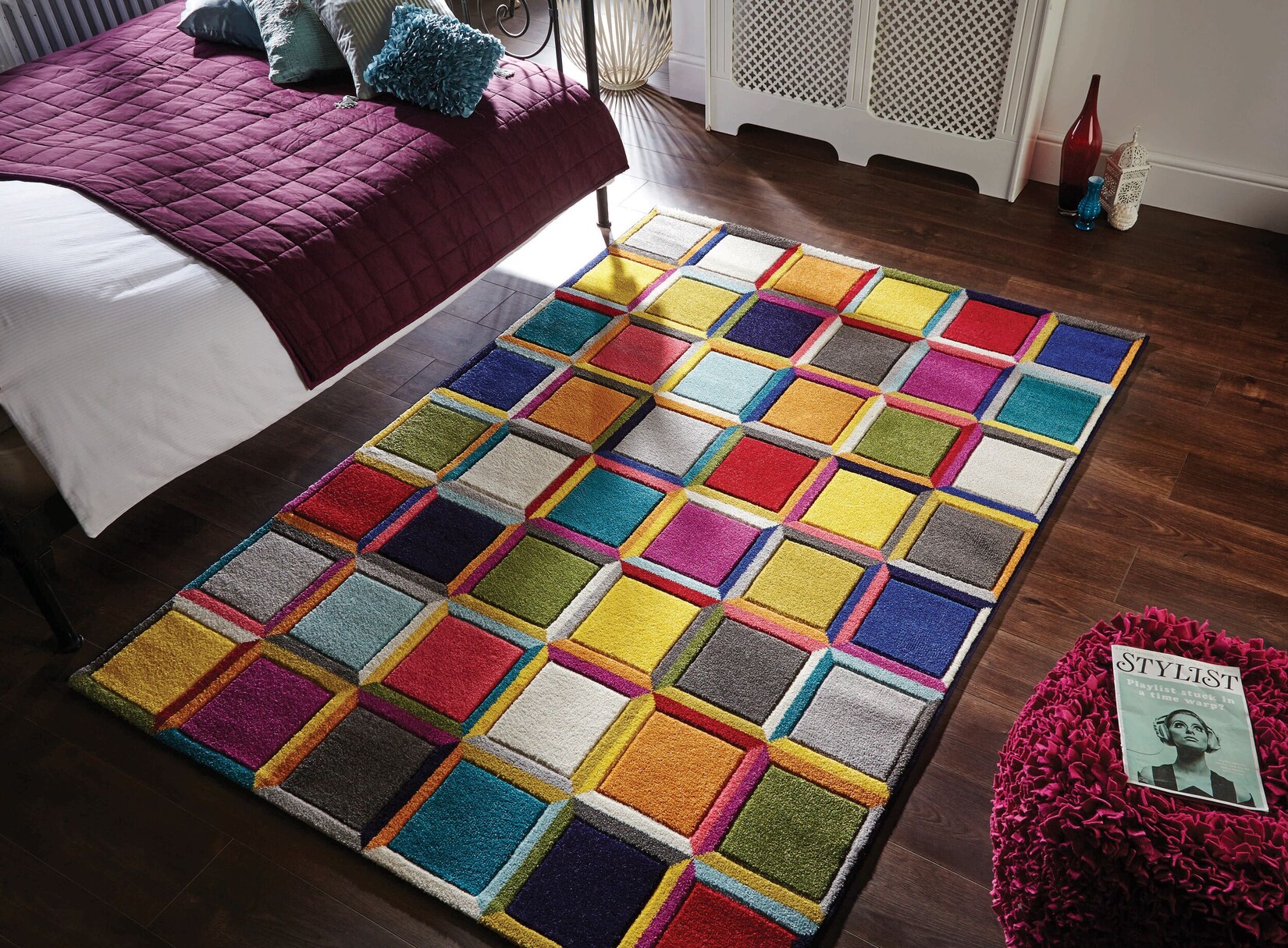 Teppich Blockmuster Bunt 200 x 290 cm - MEON Kadima Design