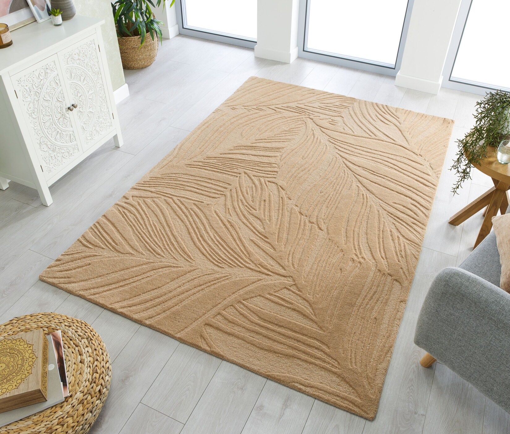 Wollteppich floral Braun 120 x 170 cm - LEVEN Kadima Design