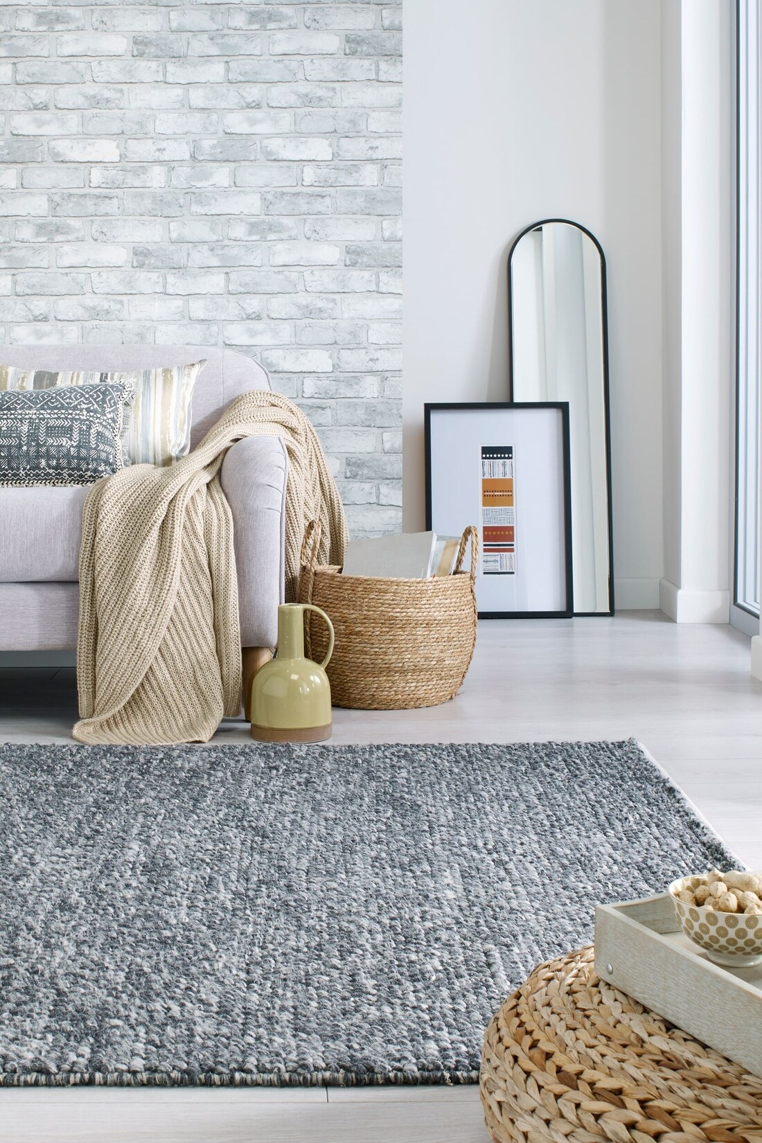 Teppich Wollmischung Anthrazit 160 x 230 cm - MEDWAY Kadima Design